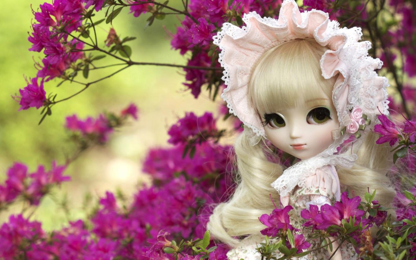 Picture of Flower and Cute Doll for Girly Wallpaper Wallpaper. Wallpaper Download. High Resolution Wallpaper