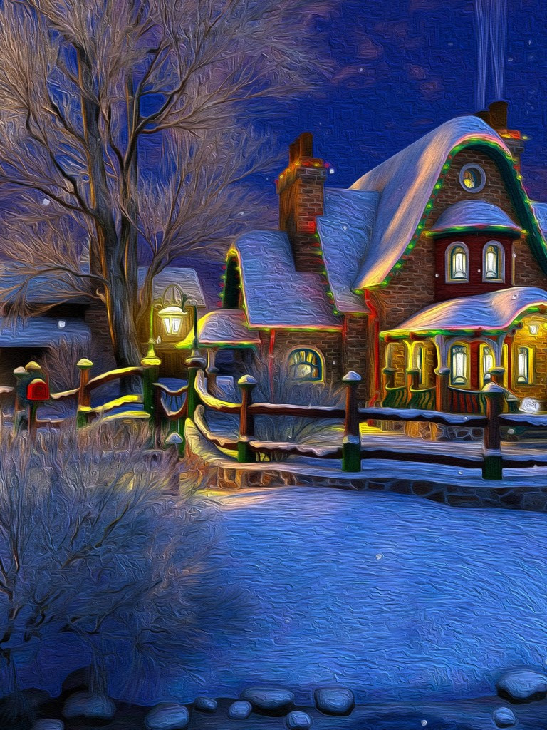 Download 768x1024 Christmas 2018, Cozy House, Winter, Snow Wallpaper for Apple iPad 1, 2, Apple iPad Mini