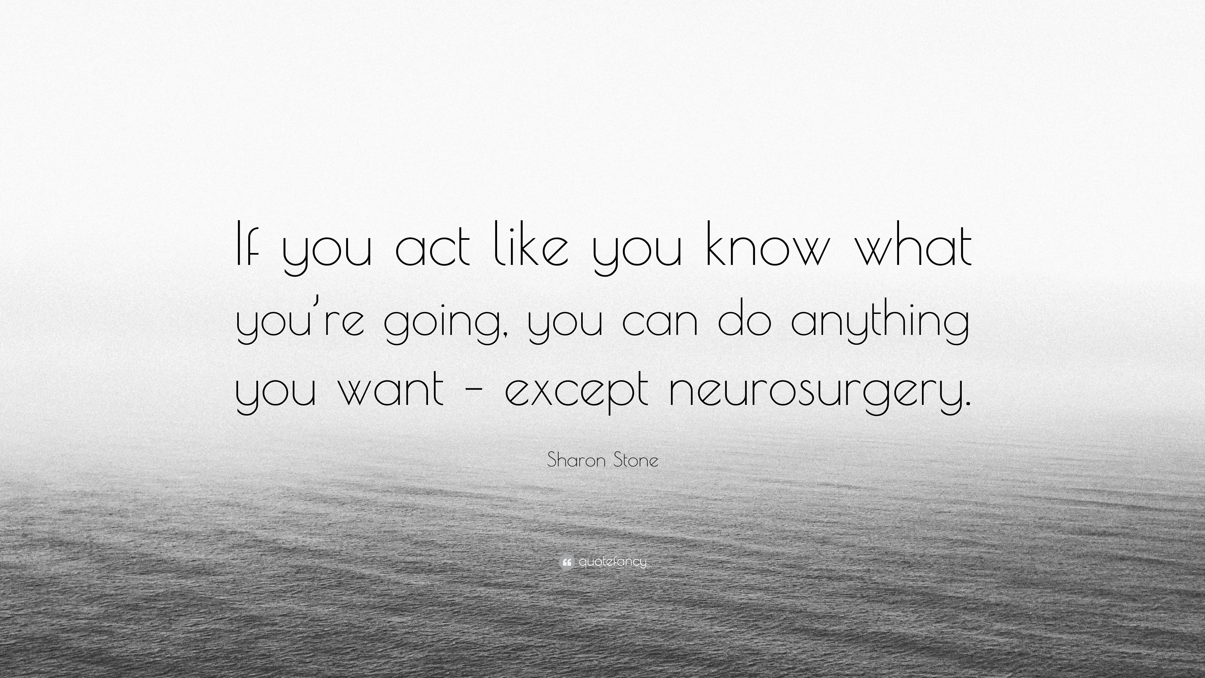 Sharon Stone Quote: “If you act like you know what you're going, you can do
