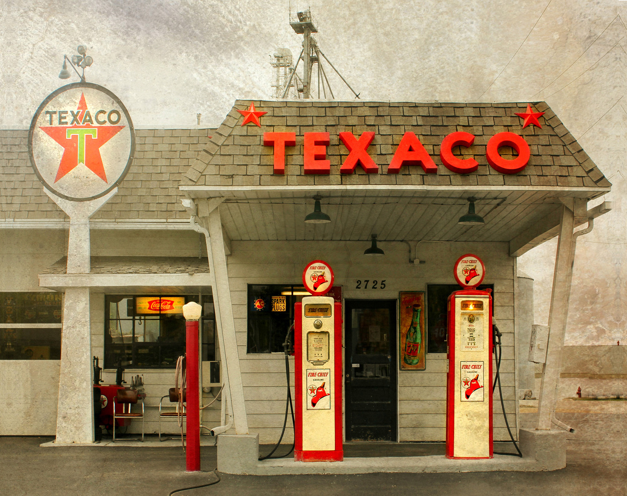 Vintage Texaco Station Oak Gallery