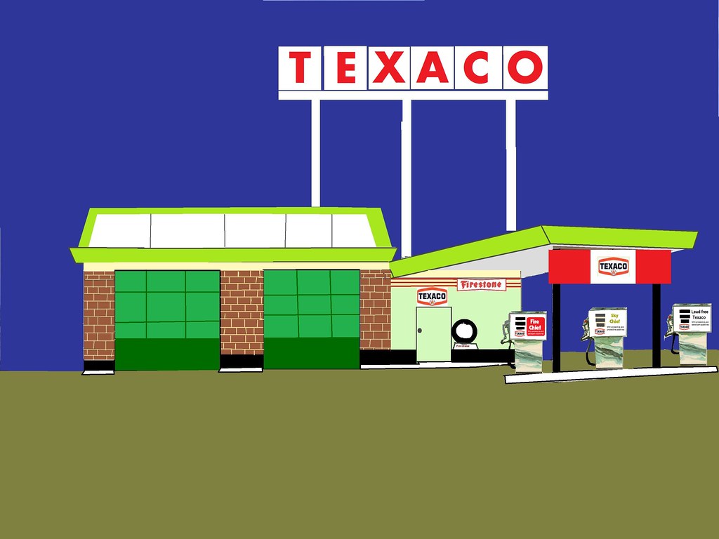 Old Texaco station, 1970s (Matawan design). Complete with r