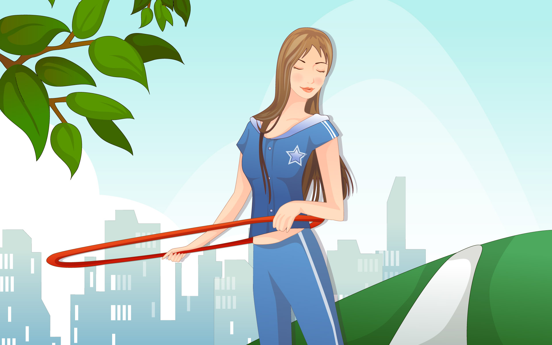 Sports Girl Wallpaper Happy Cartoon