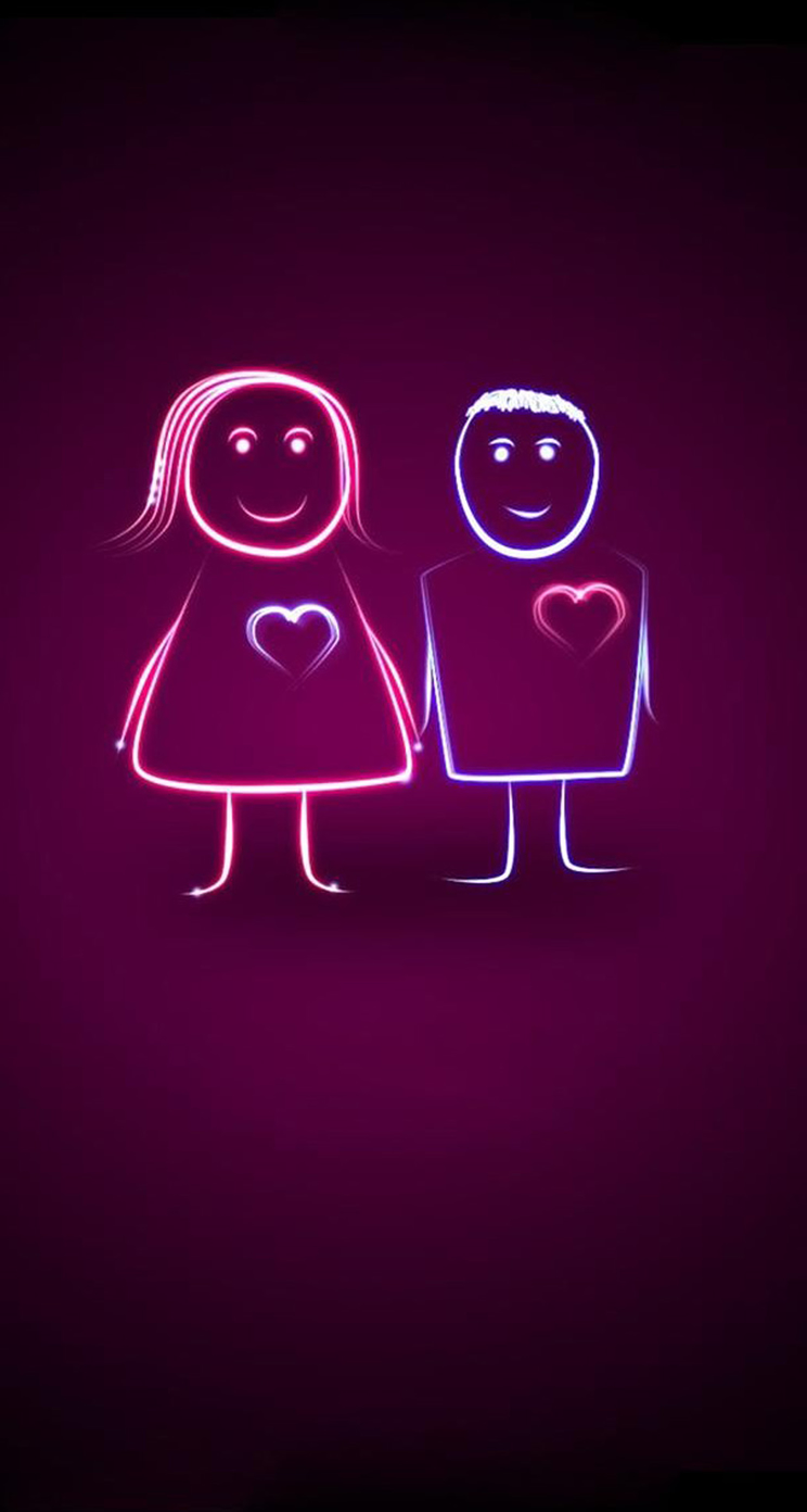 Love Cute Cartoon Little Couple IPhone 5s Wallpaper Download