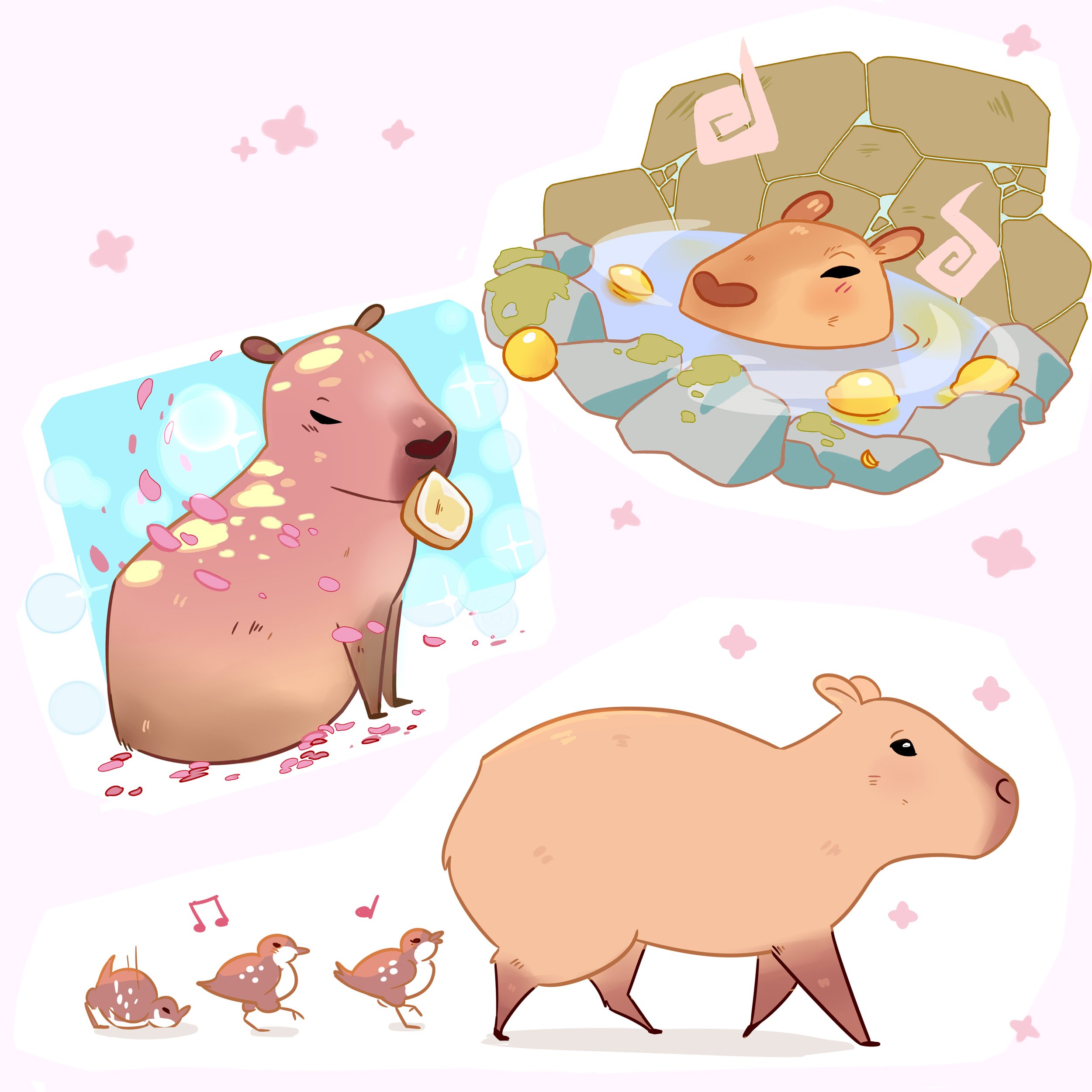 Cartoon Capybara Wallpaper