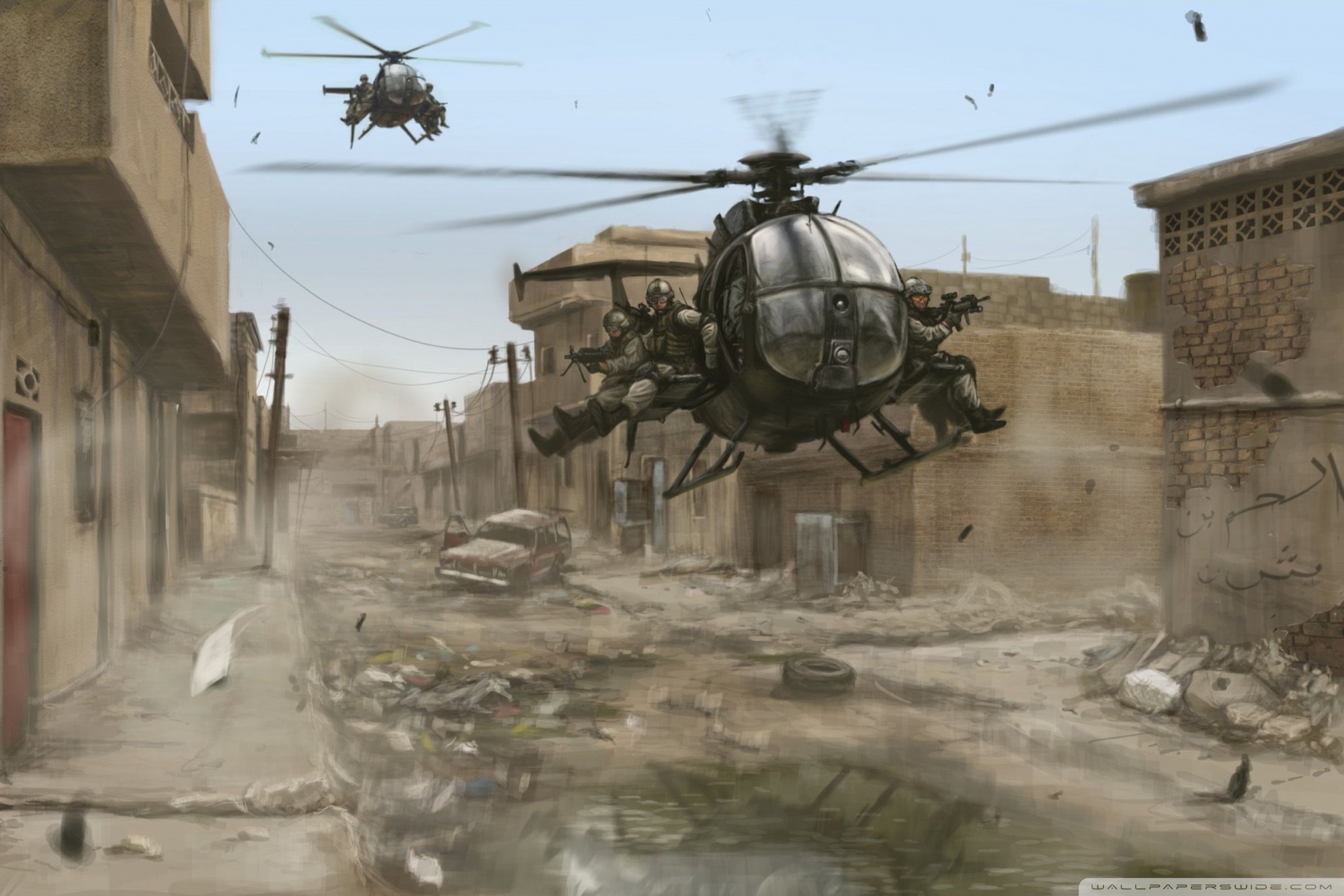 Military Helicopter Artwork Ultra HD Desktop Background Wallpaper for 4K UHD TV, Tablet