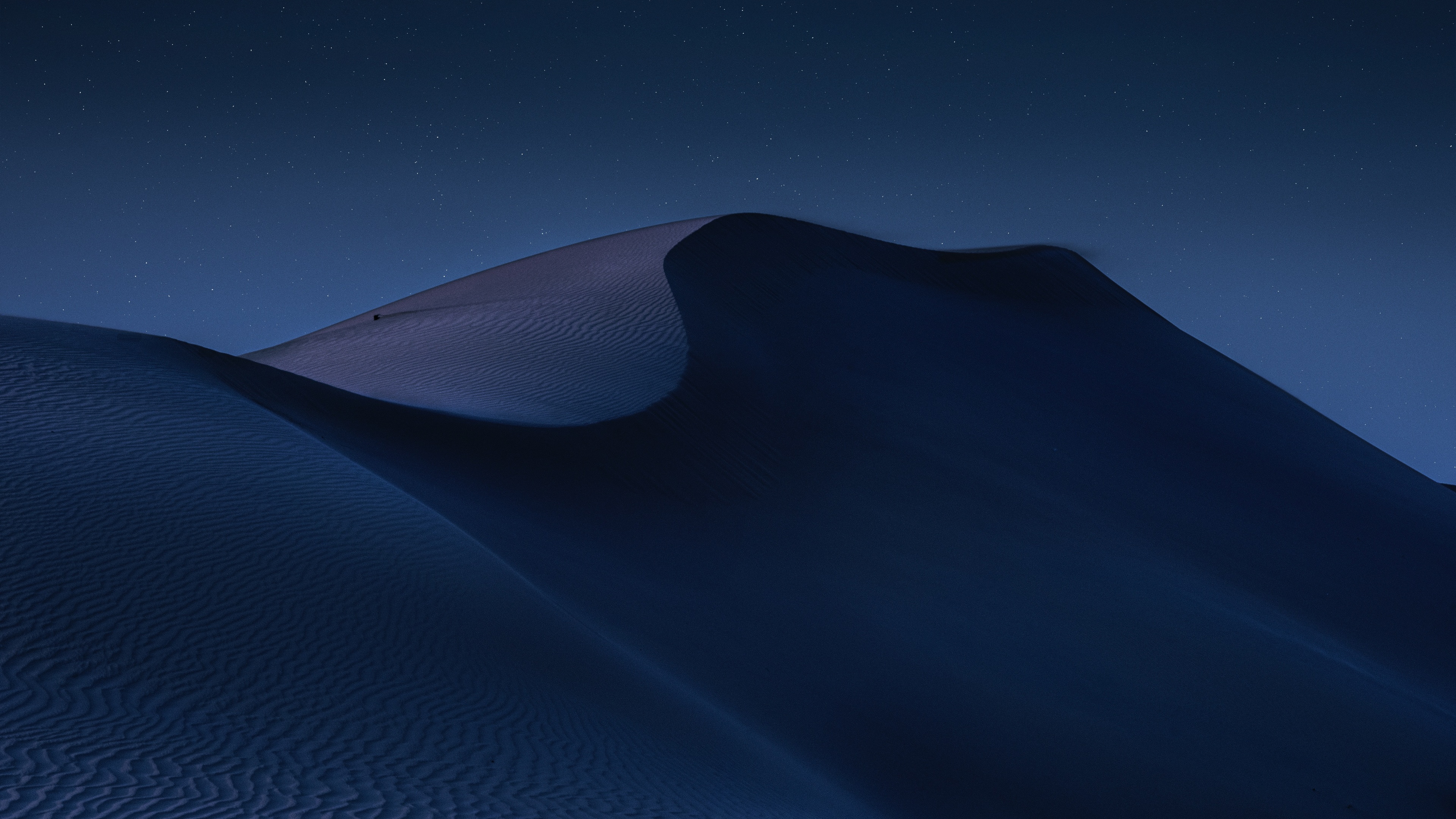 Desert Wallpaper 4K, Sand Dunes, Night, Moon light, Abu Dhabi, Blue, Nature