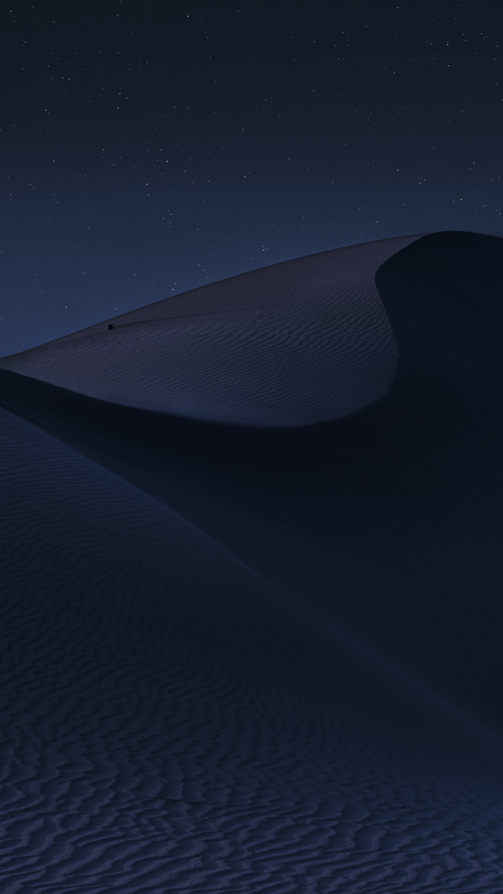 HD wallpaper: blue landscape, night sky, desert, dune, starry sky