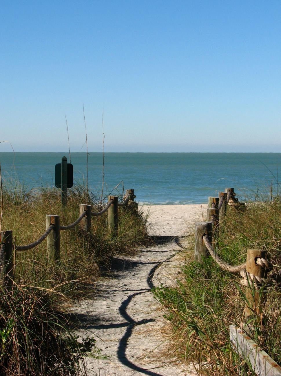 Free of A path heading to the beach. Download Free Image and Free Illustrations