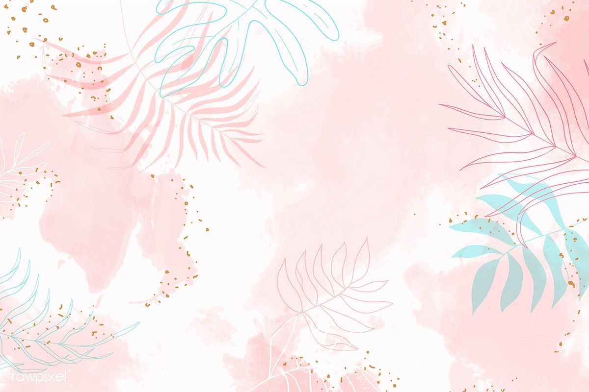 Pink leafy watercolor background vector. premium image / Aum. Watercolor desktop wallpaper, Watercolor background, Pink wallpaper laptop