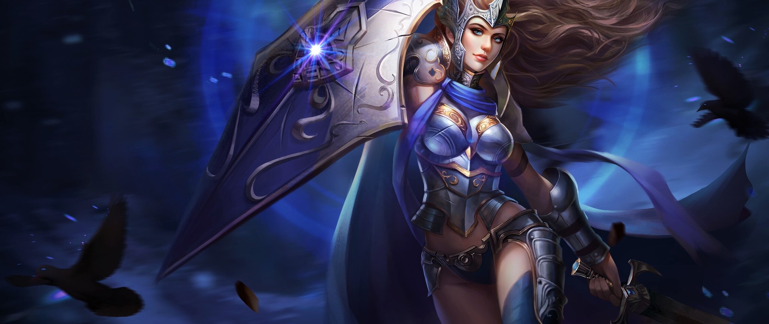 Fantasy Warrior Girl With Shield And Sword 2560x1080 Resolution HD 4k Wallpaper, Image, Background, Photo and Picture
