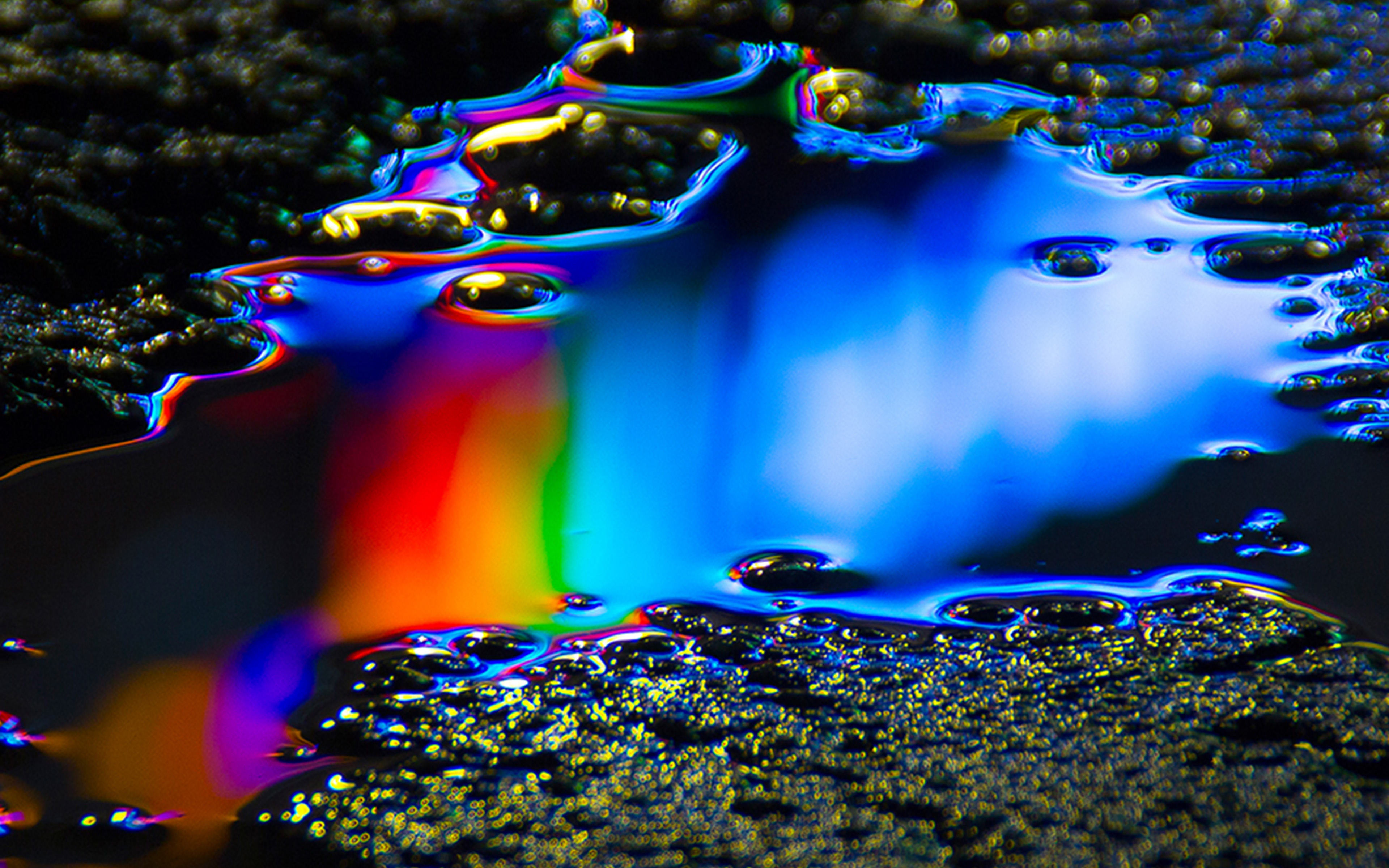 wallpaper for desktop, laptop. oil dark floor rainbow color blue pattern background
