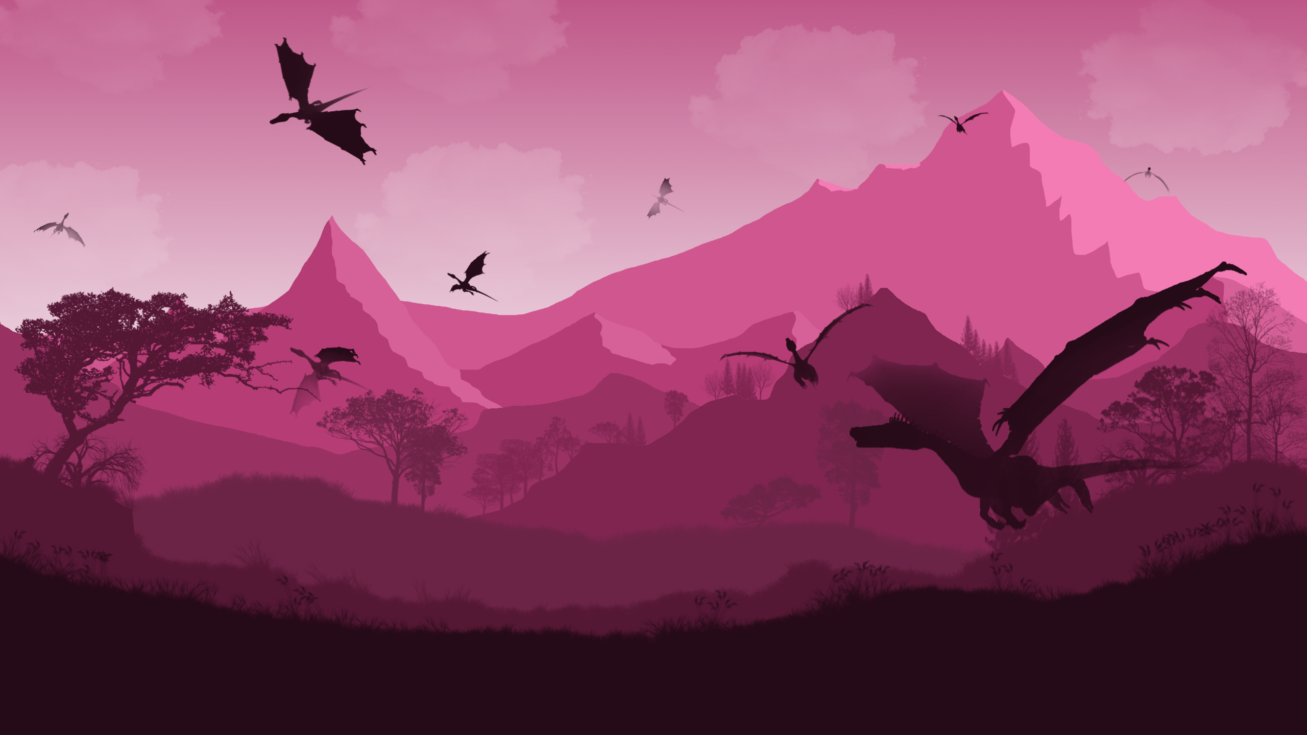 pink, dragon, fantasy art, artwork HD Wallpaper