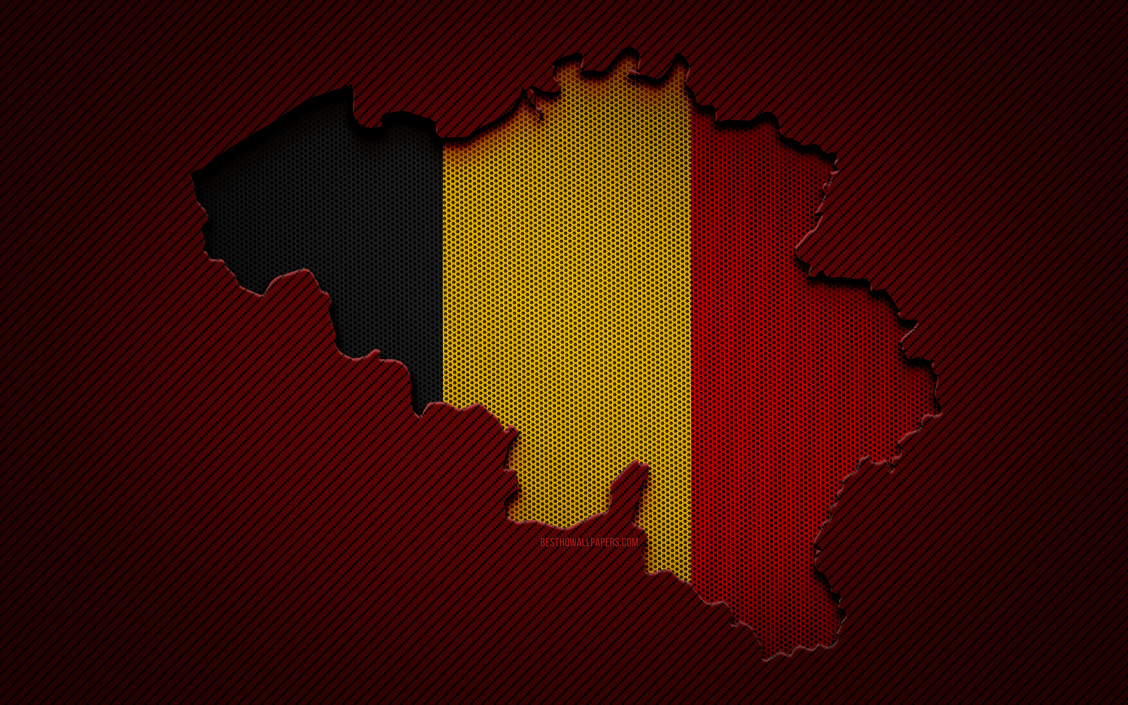 Download wallpaper Belgium map, 4k, European countries, Belgian flag, red carbon background, Belgium map silhouette, Belgium flag, Europe, Belgian map, Belgium, flag of Belgium for desktop with resolution 3840x2400. High Quality HD
