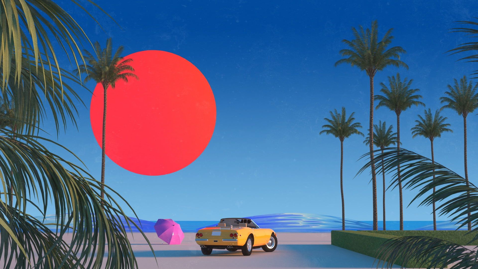 Wallpaper The Sun, Auto, Music, Machine, Style, Palm Trees. Wallpaper, Vaporwave wallpaper, Tropical wallpaper