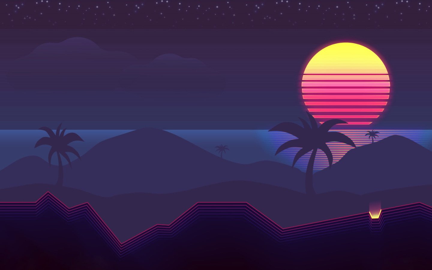 Wallpaper The Sun, Music, Palm Trees, Background, 80s, Neon, 80's, Synth • Wallpaper For You