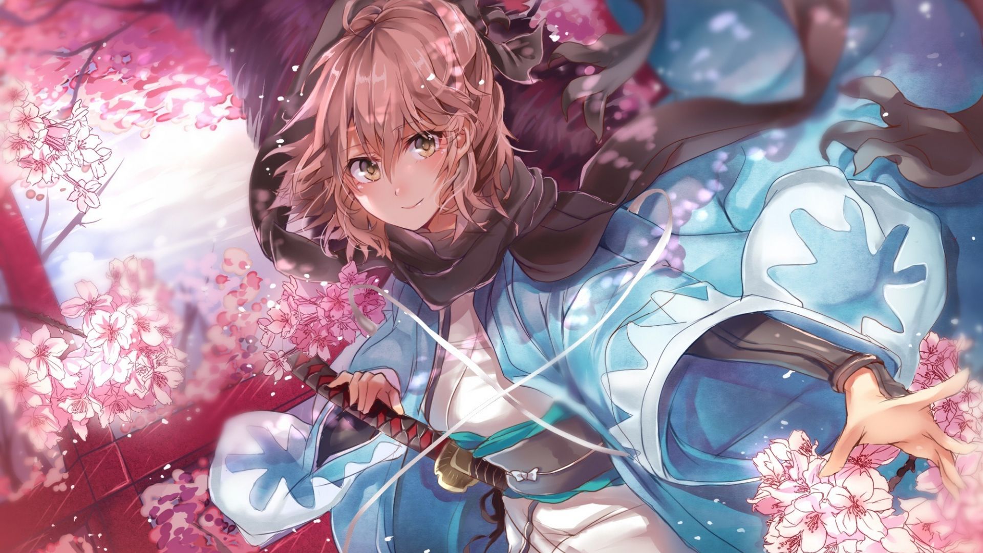 Sakura saber, cherry blossom, warrior, fate series wallpaper, HD image, picture, background, df6991