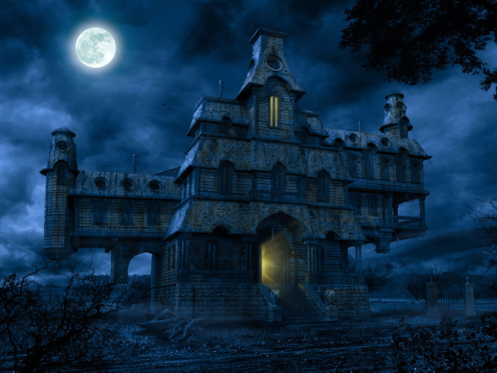 haunted wallpaper, house, architecture, home, building, mansion
