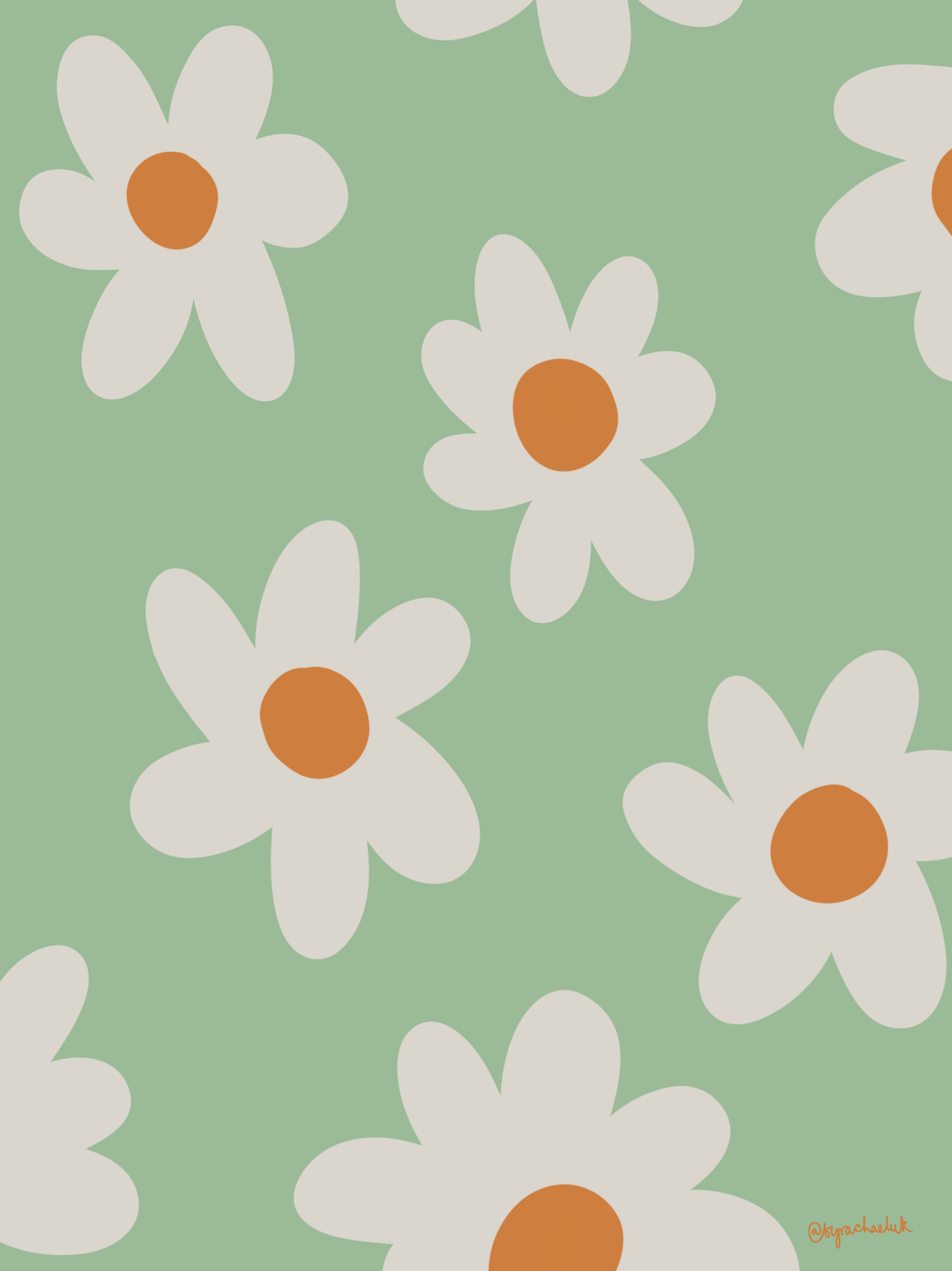 Floral Sage Green Phone Wallpaper. HQ. Cute. Aesthetic. Background. iPhone. iPhone background, Daisy wallpaper, Wallpaper