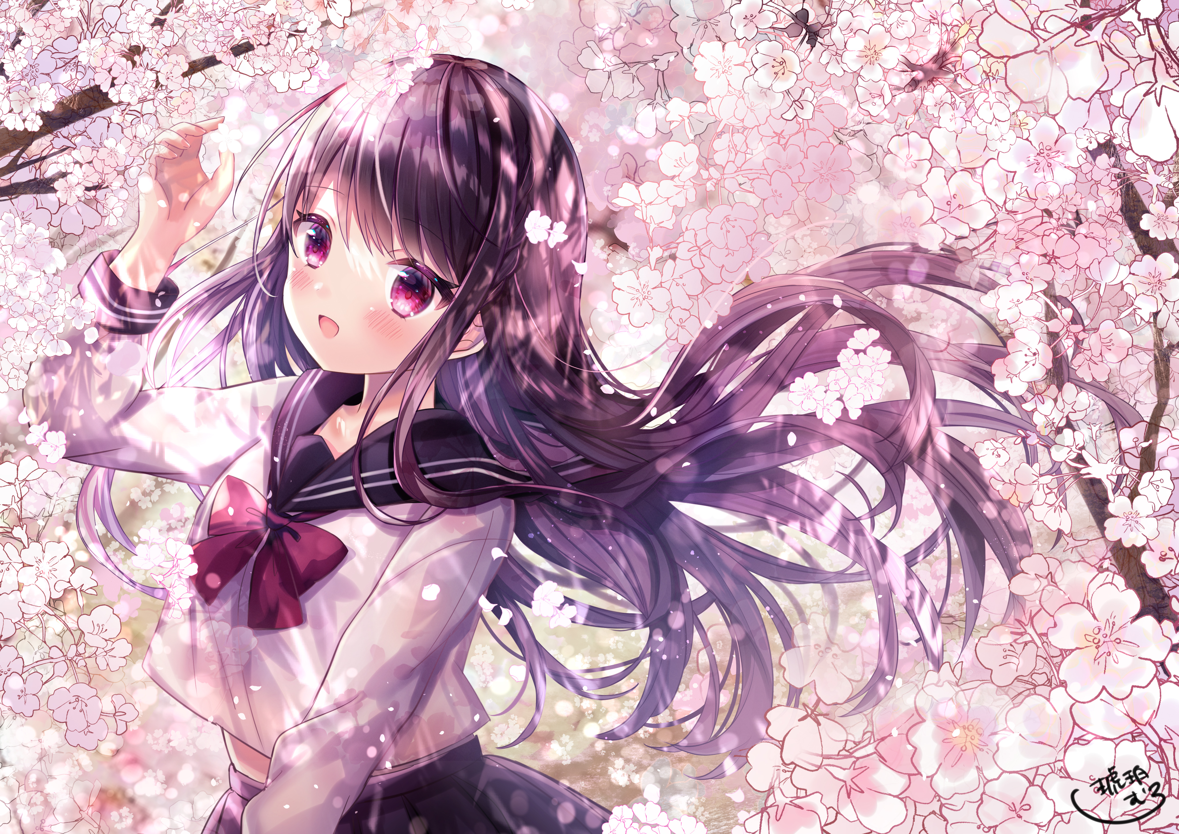 Anime girl Wallpaper 4K, Girly, Pink, Fantasy, Anime