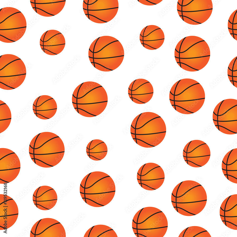 Cute baby seamless texture basketball balls. Basketball, wallpaper, fabric. Vector illustration. Stock Vector