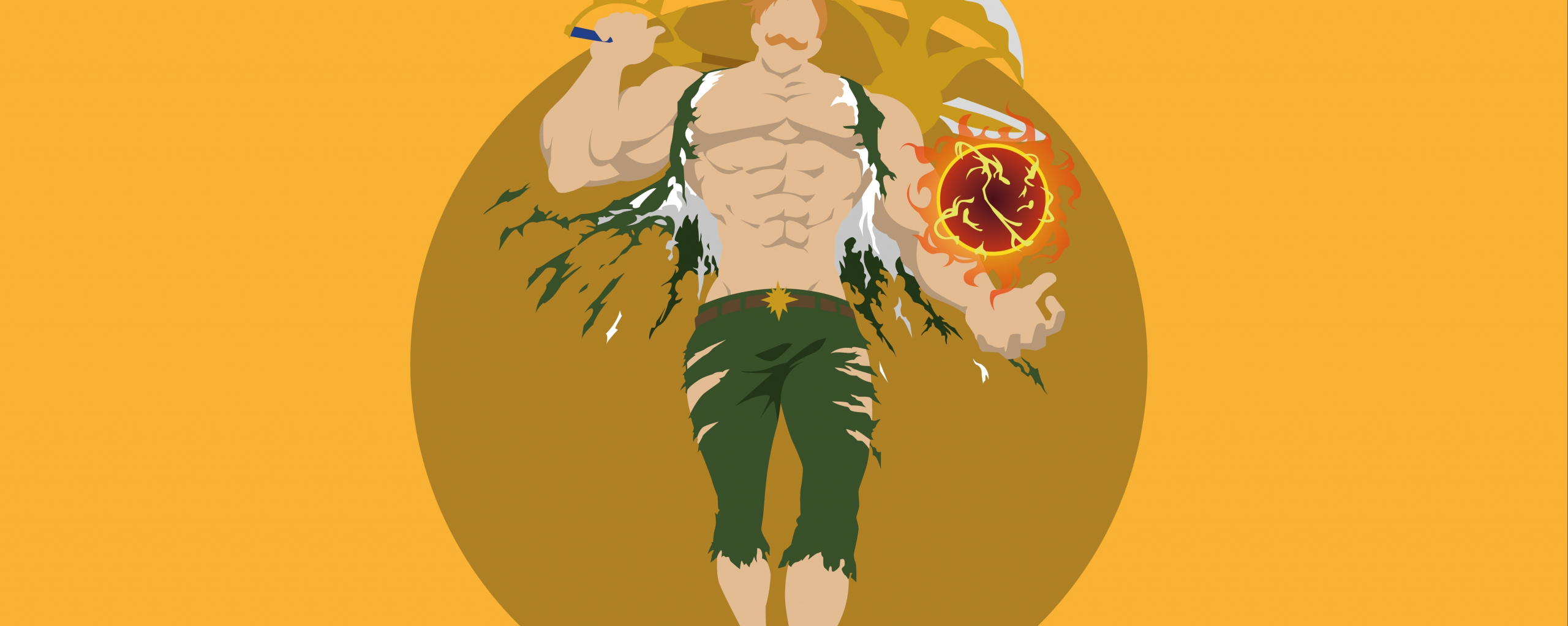 Download minimal, escanor, the seven deadly sins, artwork, anime boy 2560x1024 wallpaper, dual wide 21:9 2560x1024 HD image, background, 9844