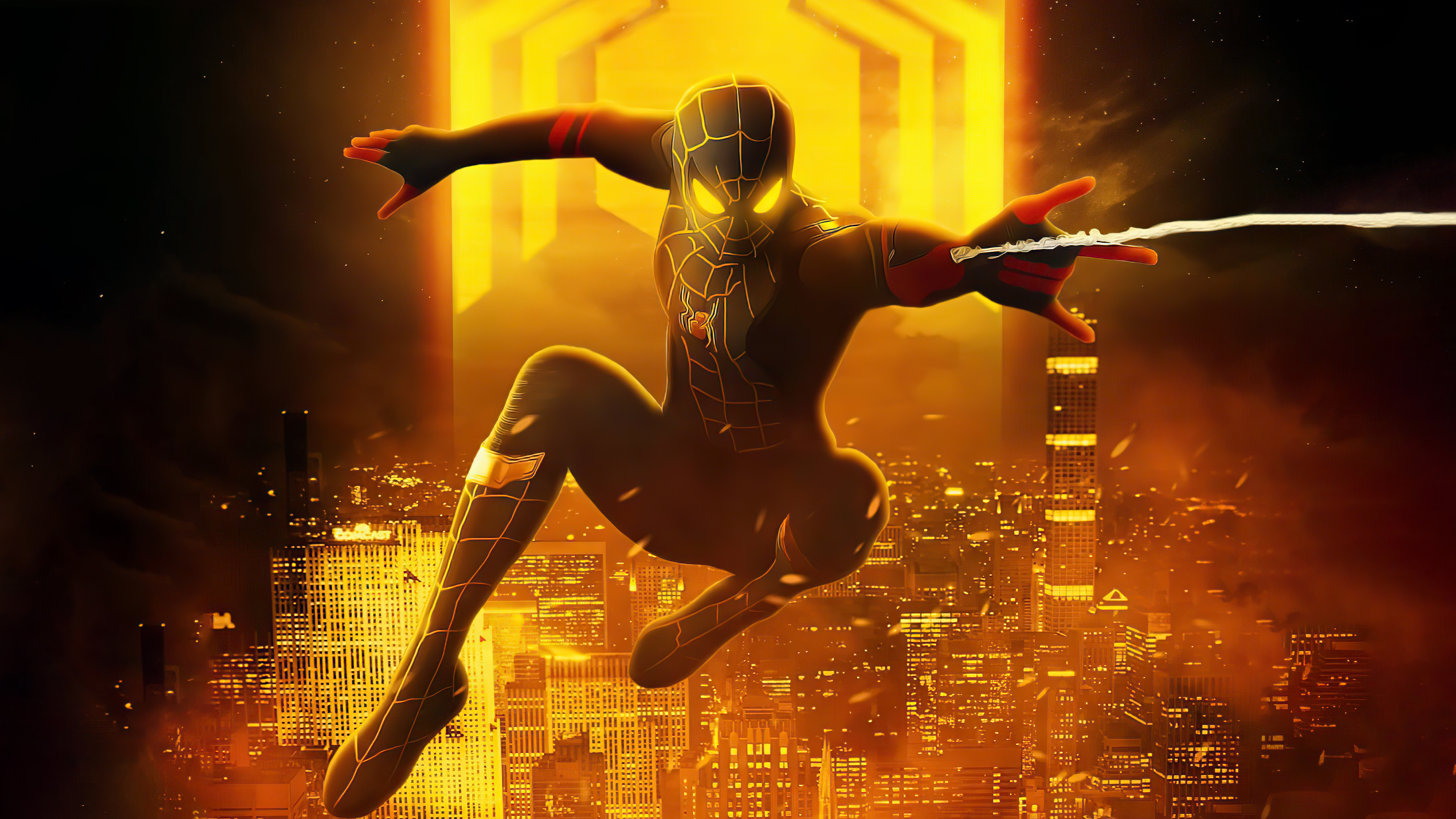 Spider Man with black and gold suit Wallpaper 5k Ultra HD