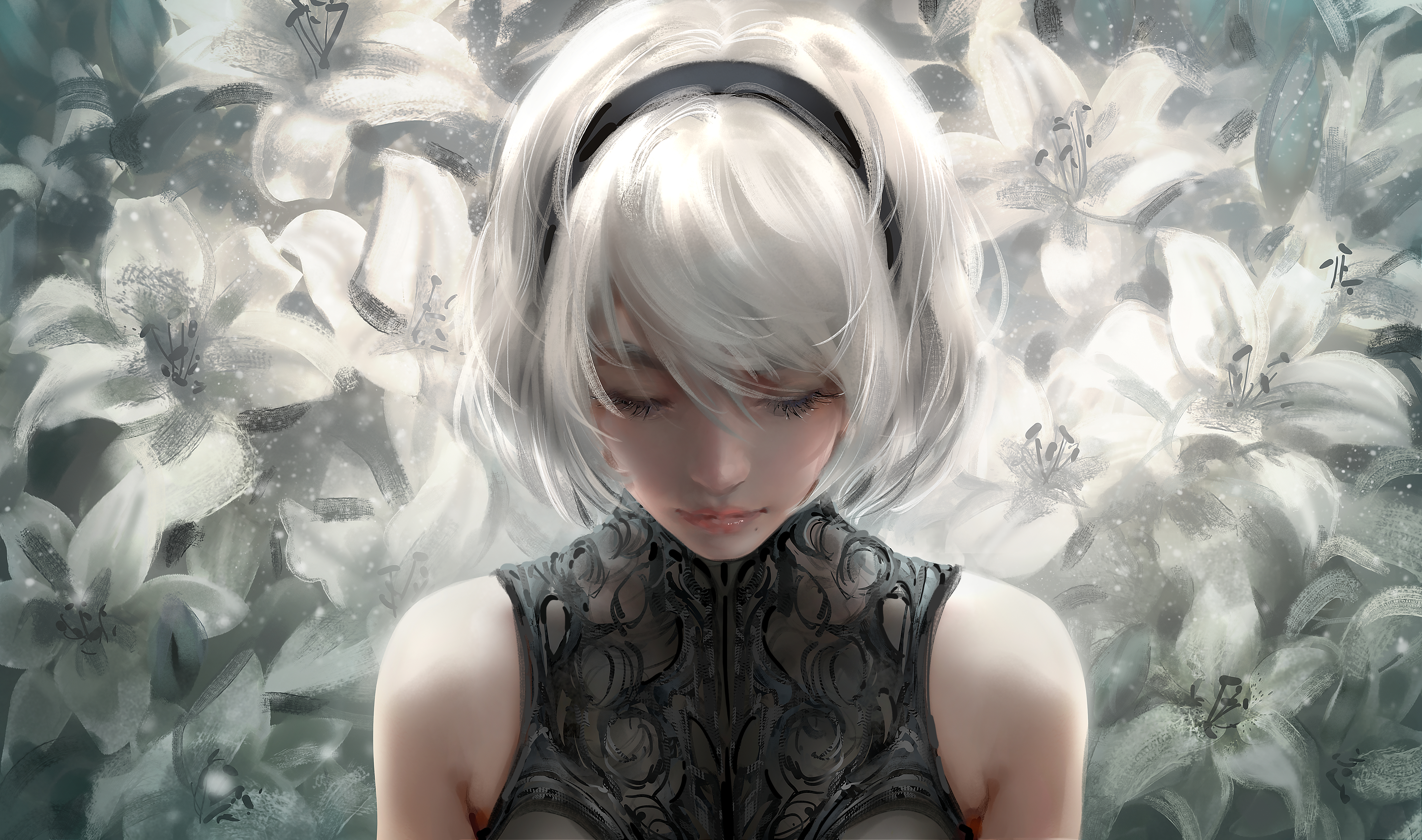 Illustration Artwork Digital Art Fan Art Drawing Nixeu Fantasy Art Fantasy Girl 2B 2B Nier Automata Wallpaper:5077x3000