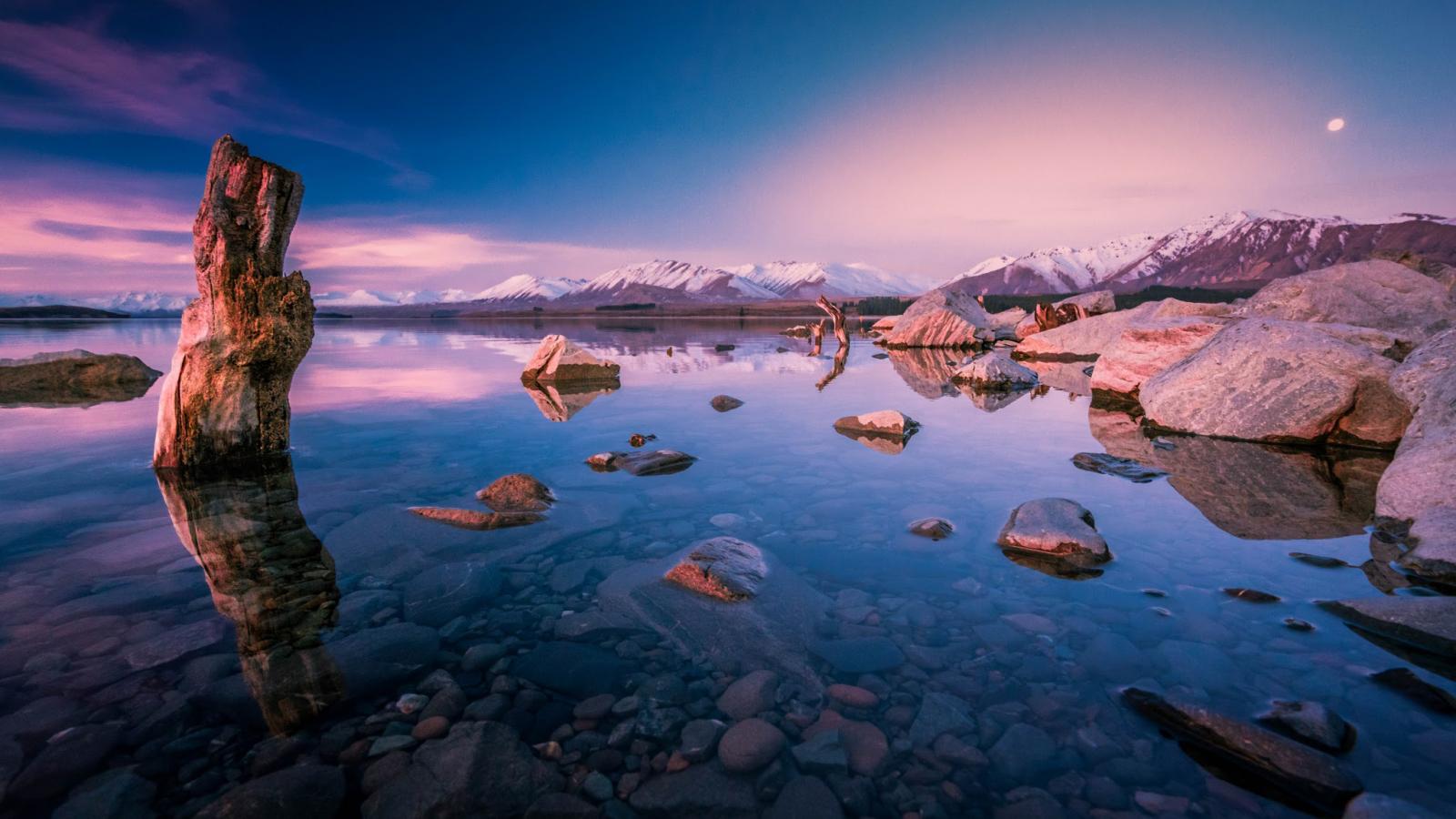 Evening Sunset Over Lake Tekapo New Zealand for Desktop Wallpaper Wallpaper. Wallpaper Download. High Resolution Wallpaper