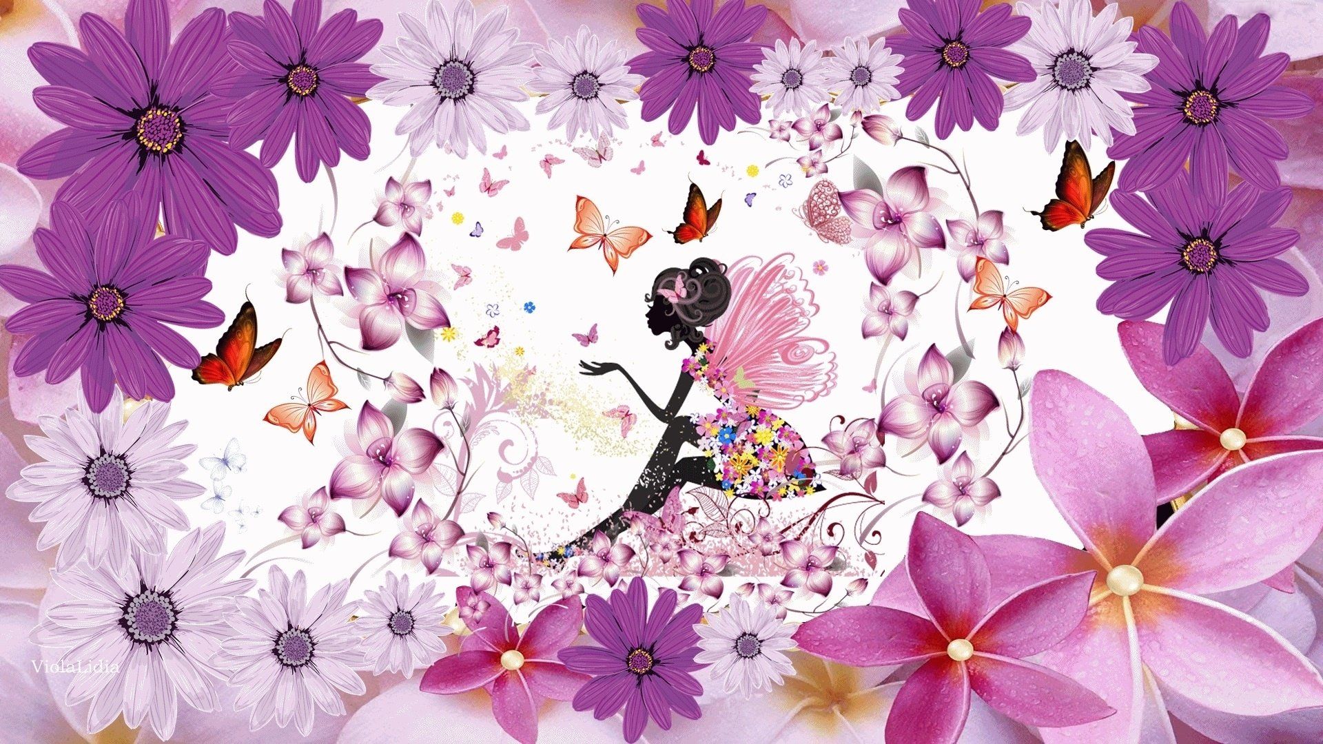 Women and Flowers Abstract Wallpaper Free Women and Flowers Abstract Background