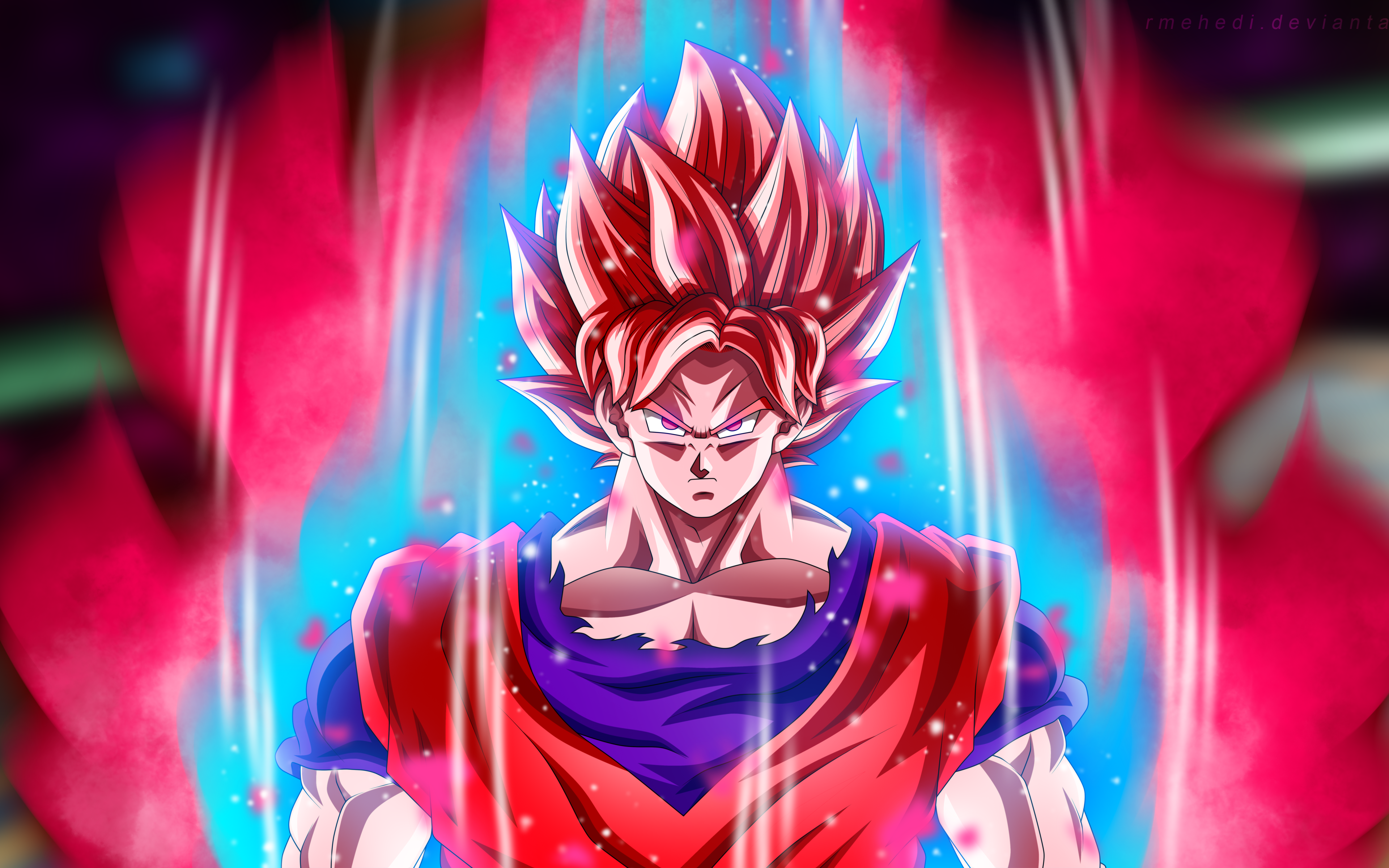 Goku Black, colorful fire, artwork, DBS, Super Saiyan God, Dragon Ball Supe...