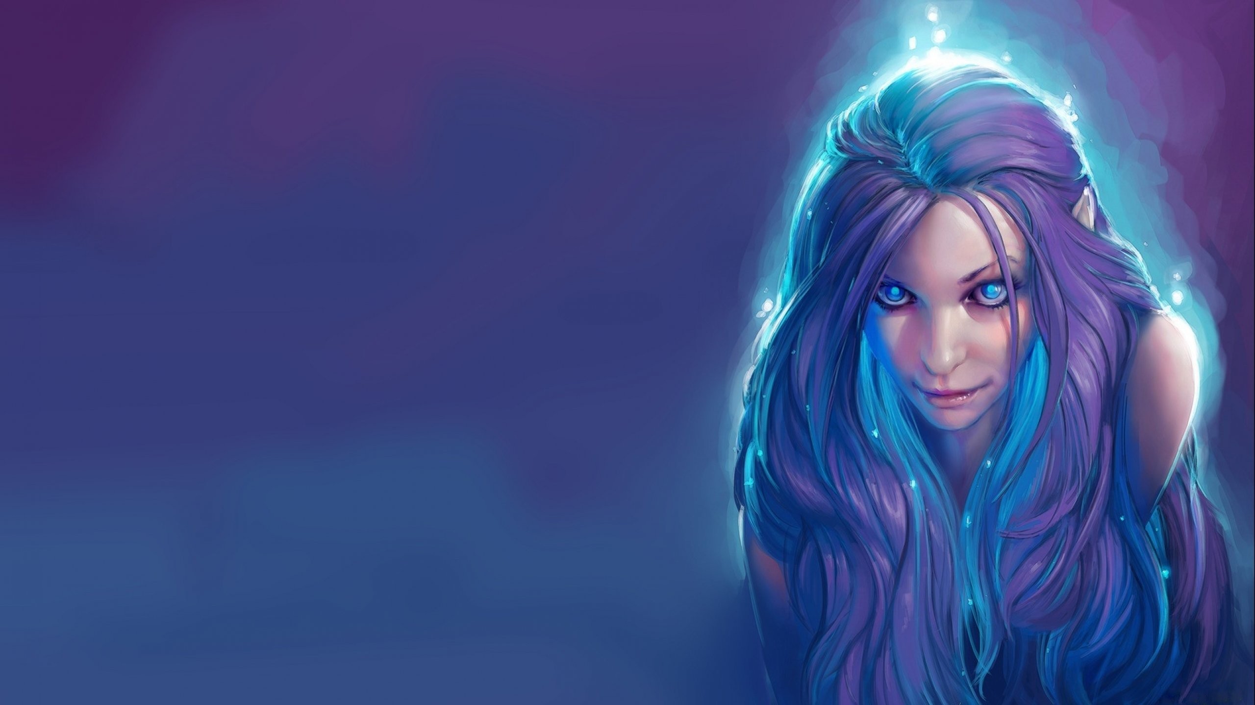 women, Blue hair, Elves, Artwork, Fantasy art Wallpaper HD / Desktop and Mobile Background