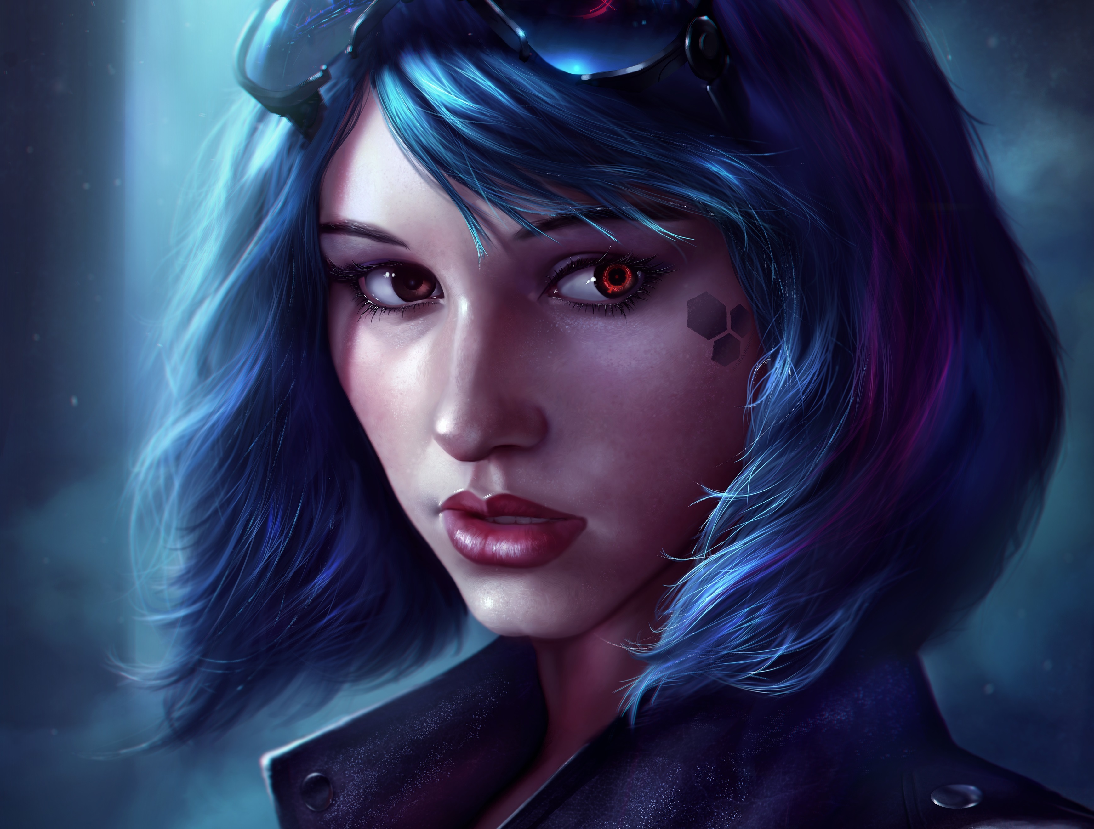 Blue Haired Girl Art Wallpaper & Background Download