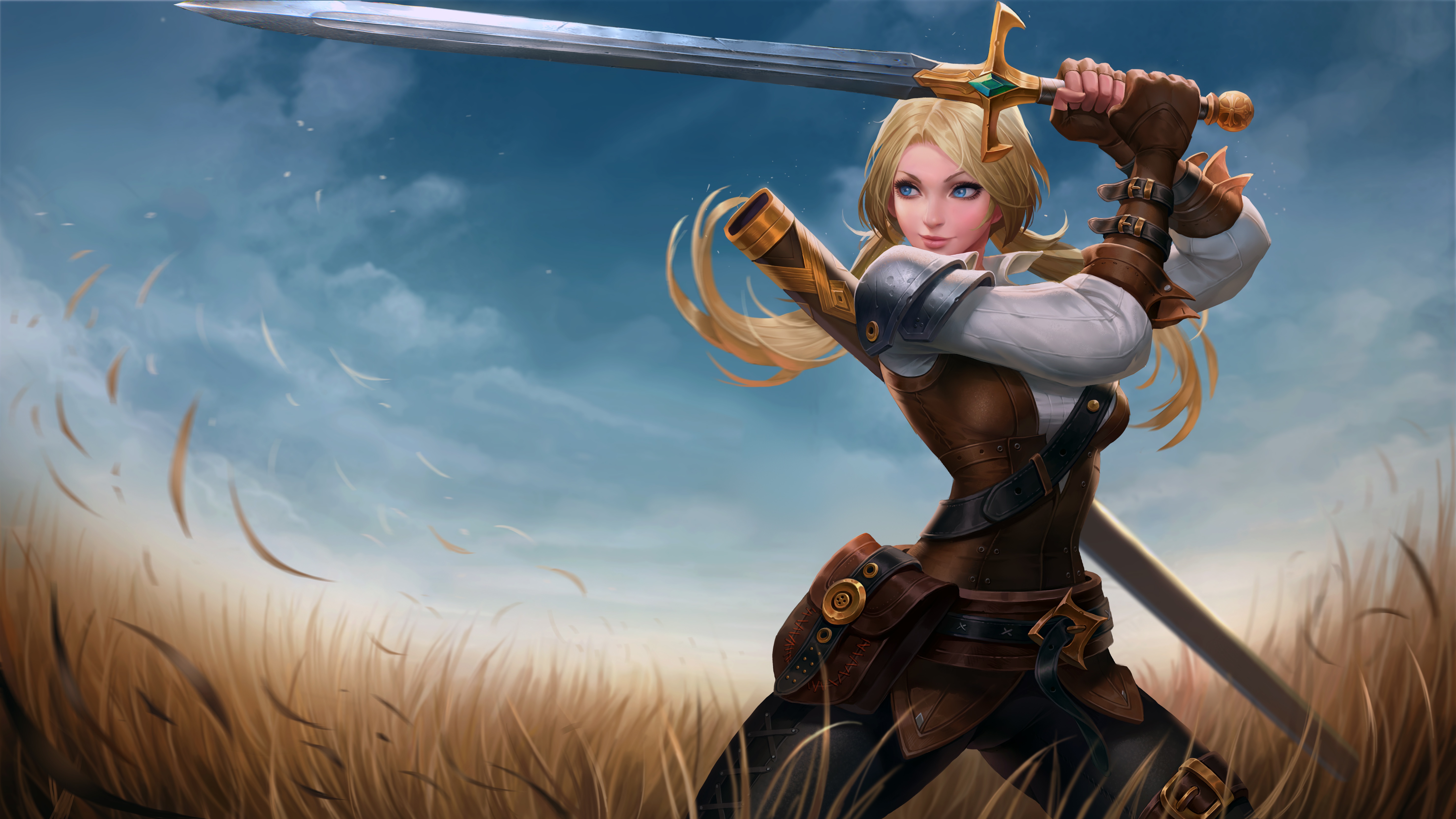 Blue Eyes Girl Sword Woman Warrior, HD Artist, 4k Wallpaper, Image, Background, Photo and Picture
