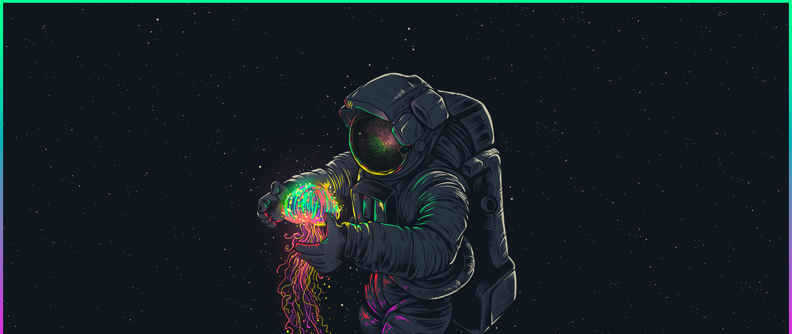 Astronaut in Space Neon Void Wallpaper For Tech