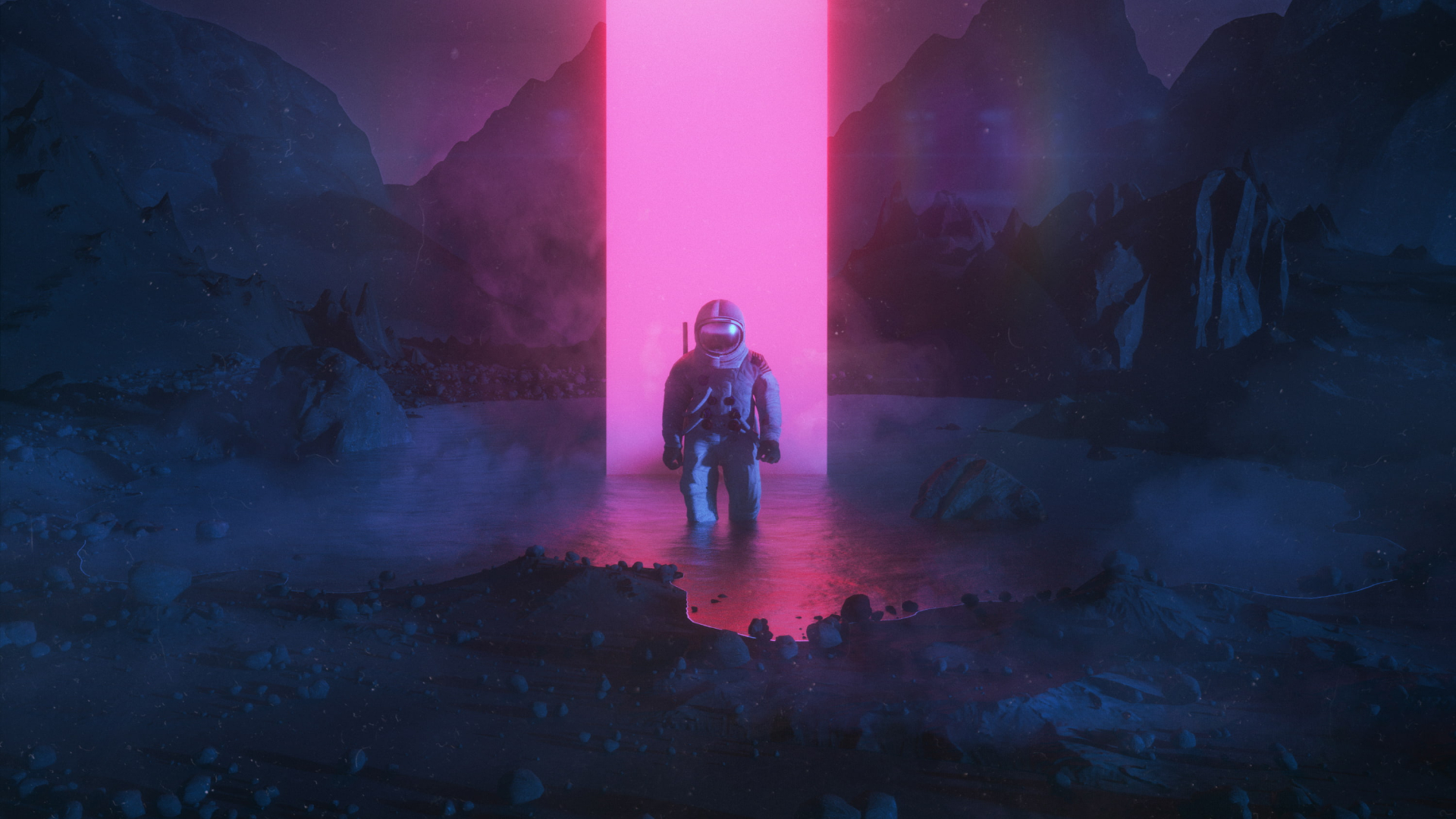 Artwork Digital Art Neon Astronaut Monolith Beeple Men HD For Your XFCE Desktop