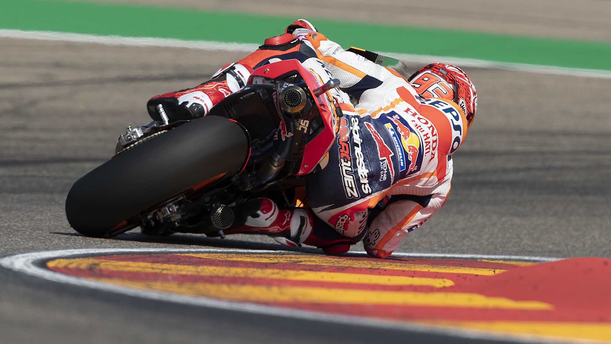 Marc Marquez elbow down Aragon 2019 MotoGP HD wallpaper. IAMABIKER Motorcycle!
