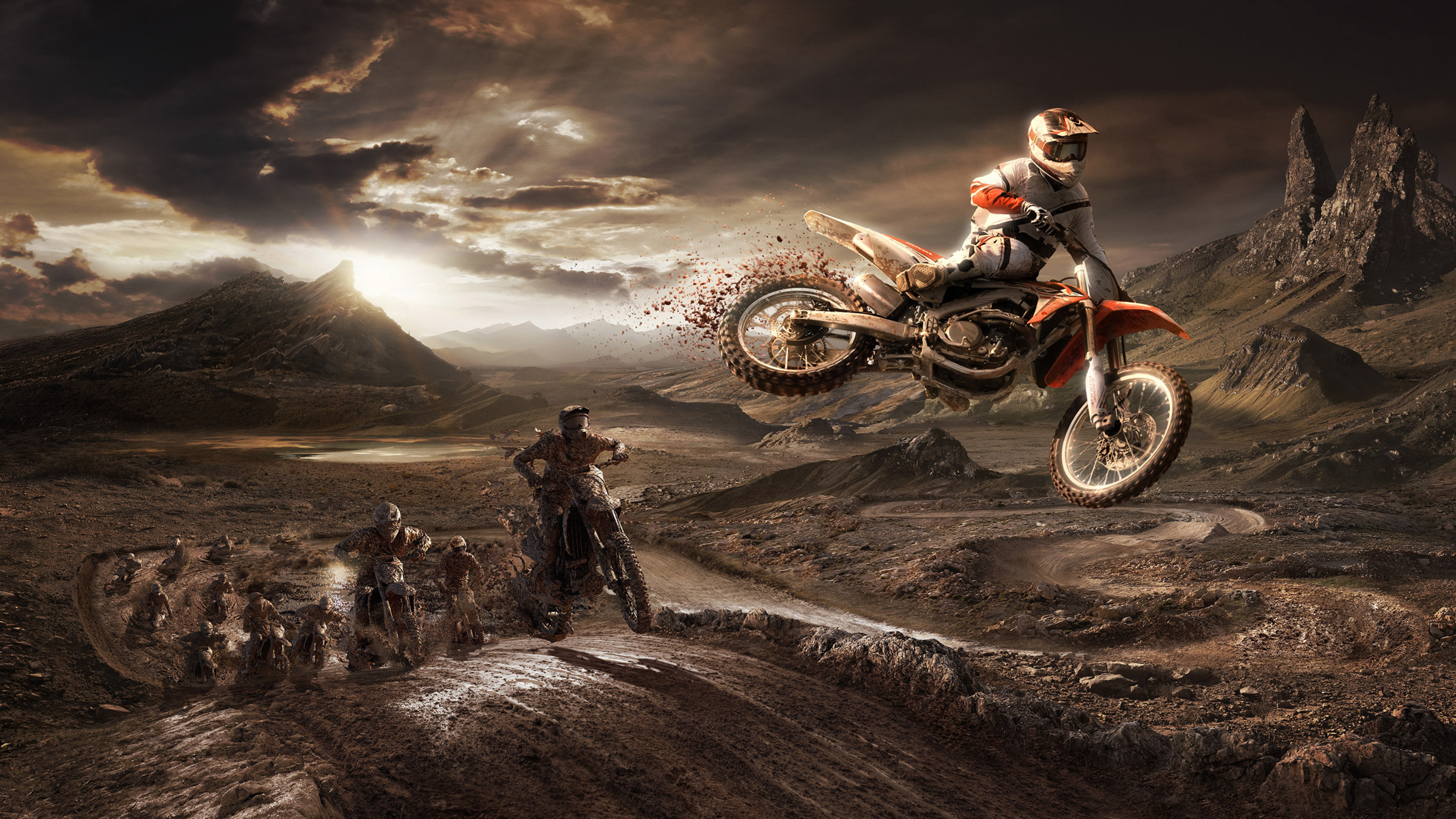 HONDA CRF 450R Riders Jumping From The Sand Mud 4k HD 4k Wallpaper, Image, Background, Photo and Picture