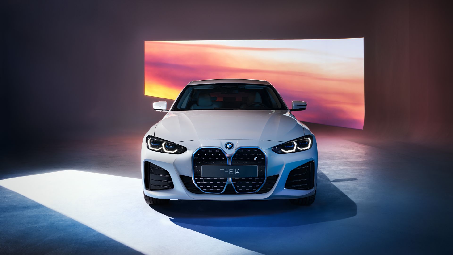 Bmw i4, white sport car wallpaper, HD image, picture, background, 668ccf