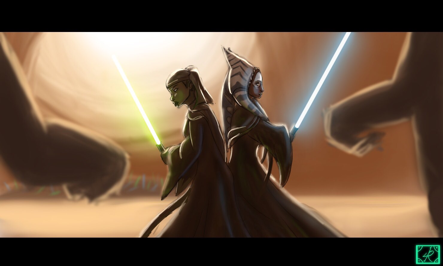 Grissaecrim sur Twitter, #tbt From ep 2 when luminara and shaak Ti were at the first battle of Geonosis #starwarsfanart #shaakti #luminaraunduli #raikohillust #illustration #ArtistOnTwitter