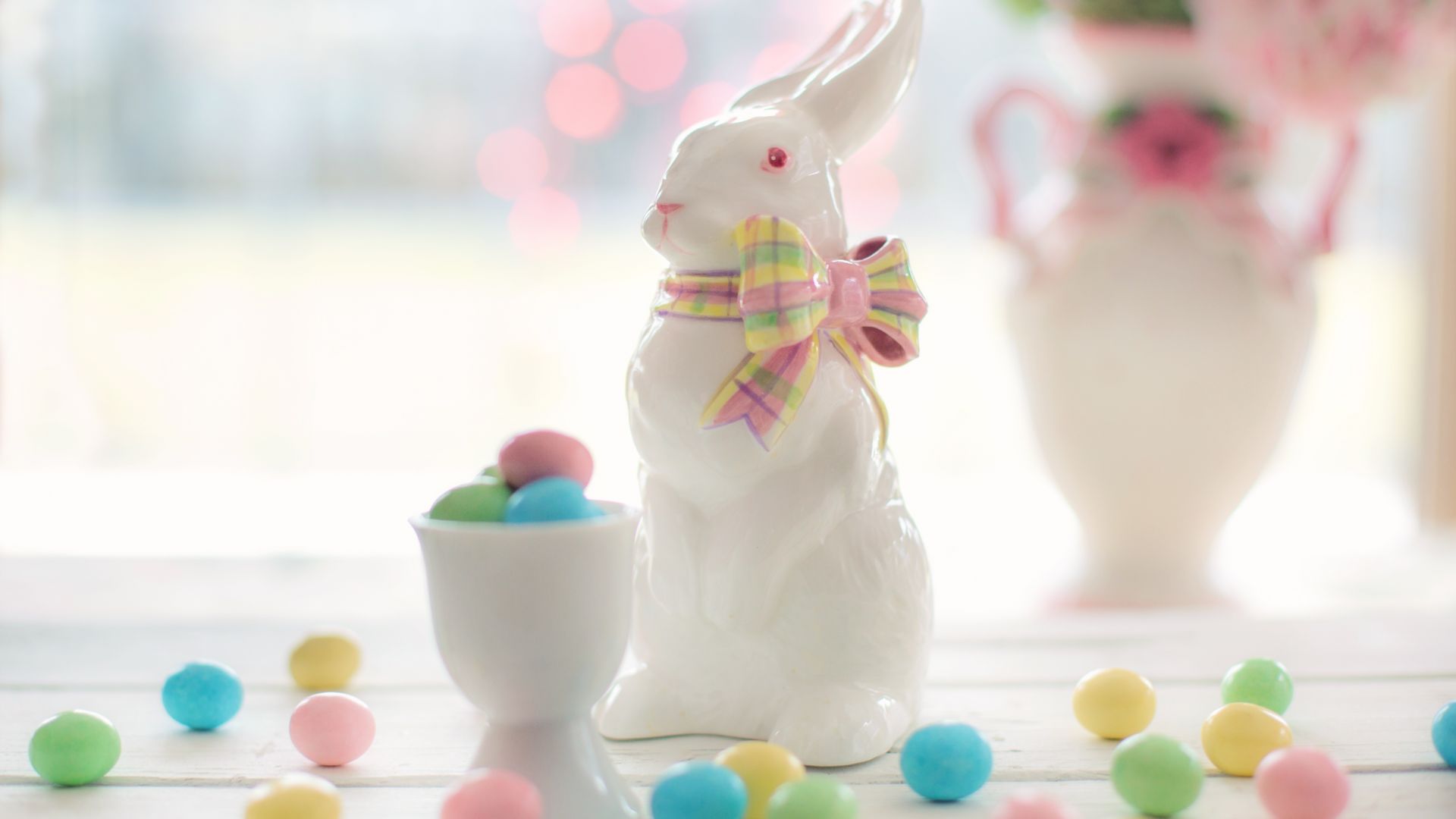 Desktop Wallpaper Holiday, Easter Bunny, Candy, Colorful, HD Image, Picture, Background, R42tdg