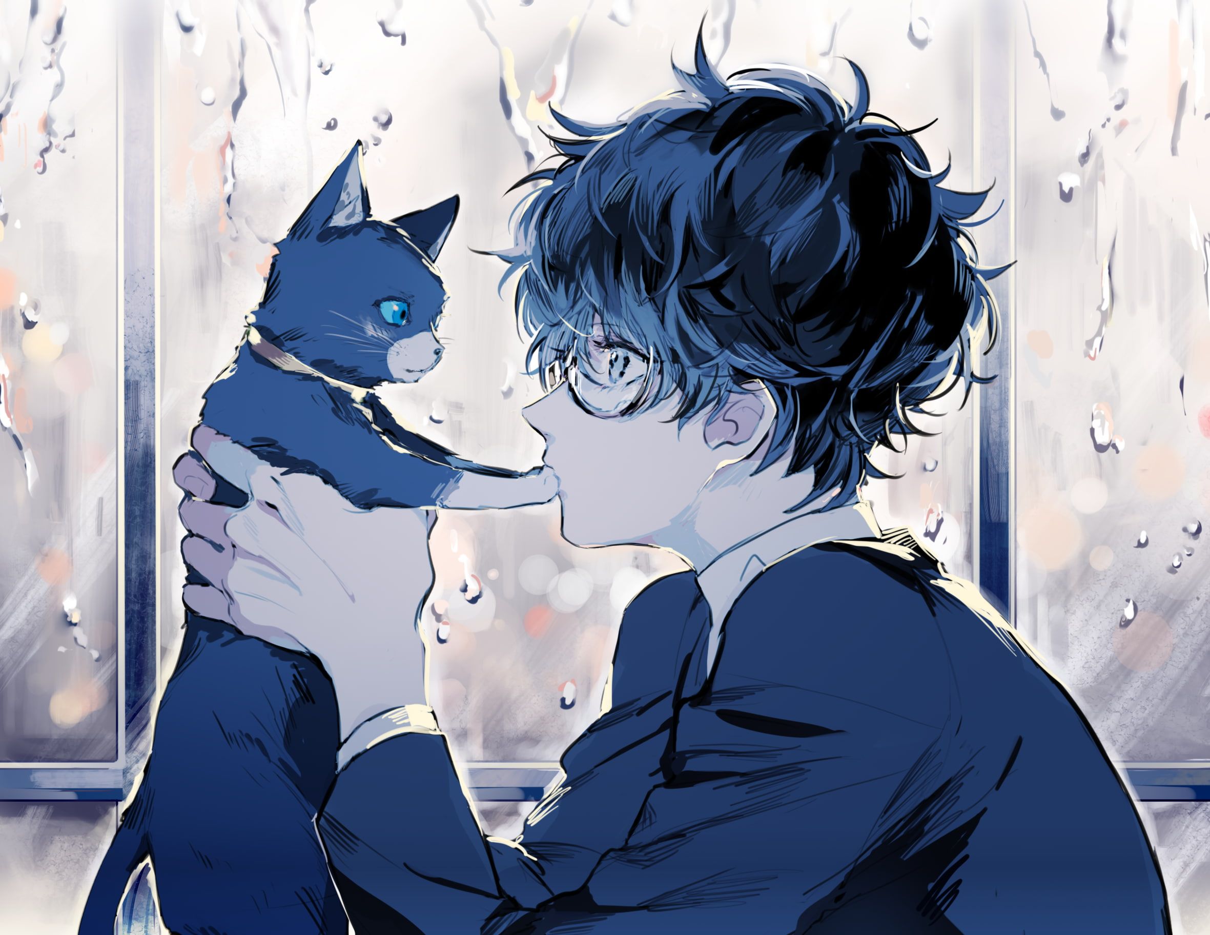 persona 5 kurusu akira anime boy #cat #glasses profile view #cute #Anime P #wallpaper #hdwallpaper #desktop. Anime, Akira anime, Anime boy