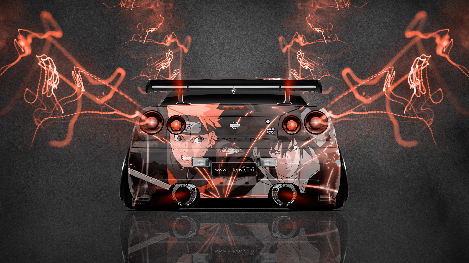 Nissan Skyline GTR R34 JDM Back Anime Aerography Car 2014 el Tony