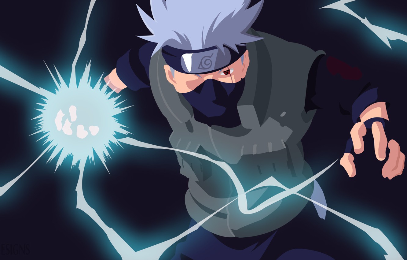 Photo Wallpaper Lightning, Mask, Male, Naruto, Kakashi