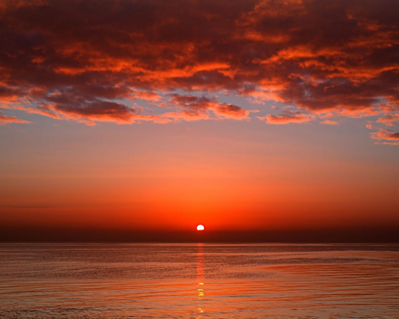Red Sunset Ocean & Red Clouds desktop PC and Mac wallpaper