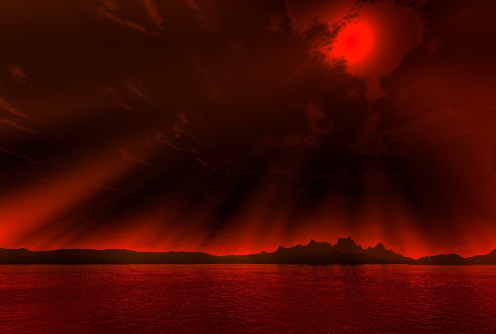 Sun Beach Clouds Crimson Red Dark Water Sky Wallpaper Red Sky HD Wallpaper & Background Download