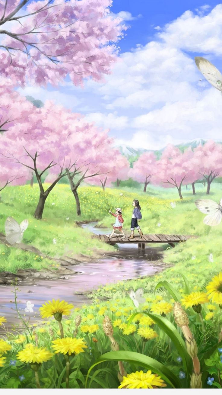 Beautiful Spring HD Wallpaper For Android Android Wallpaper. Scenery wallpaper, Anime scenery wallpaper, Anime scenery