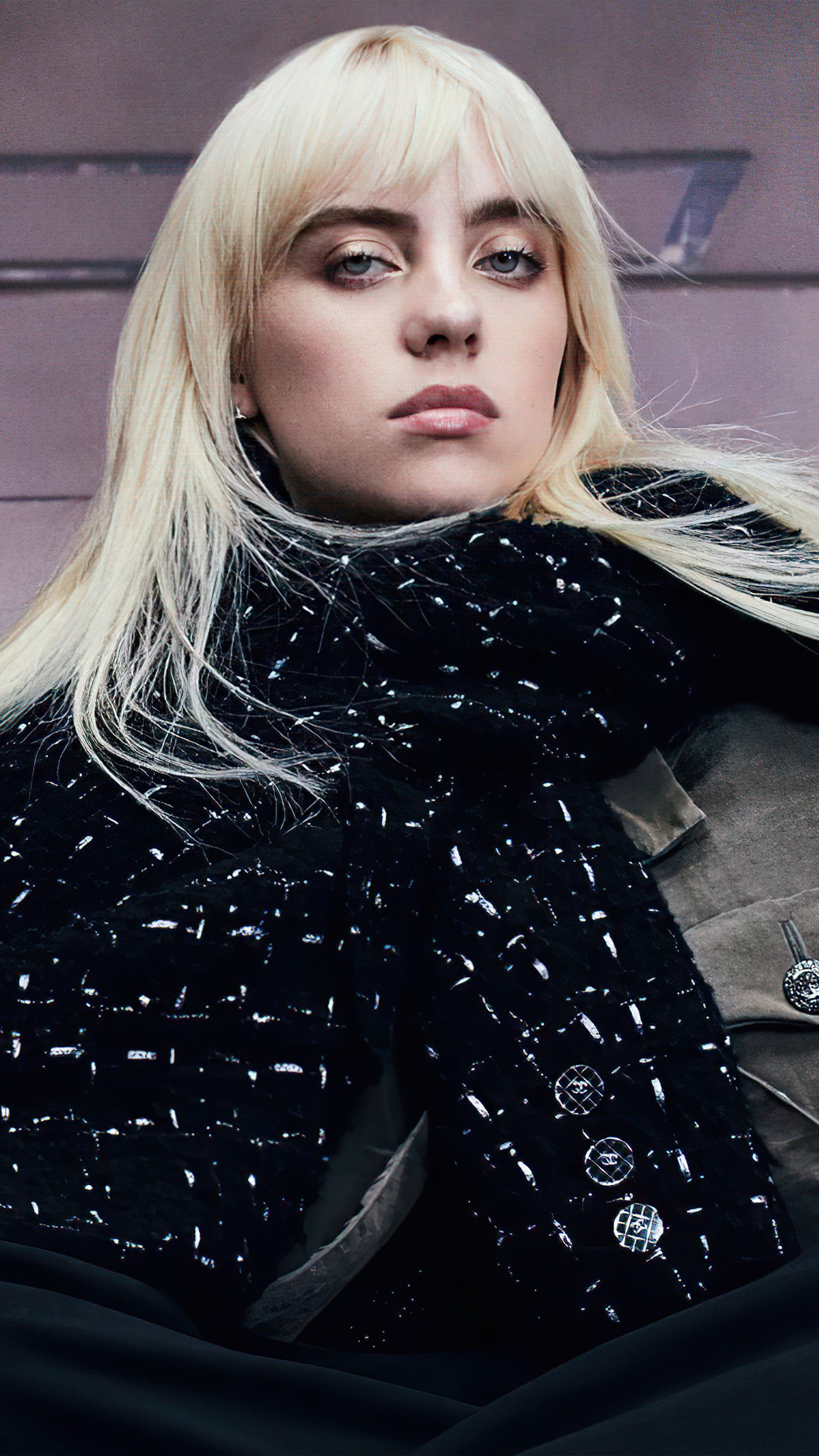 Billie Eilish In Black Dress Vogue Photohoot 4K Ultra HD Mobile Wallpaper