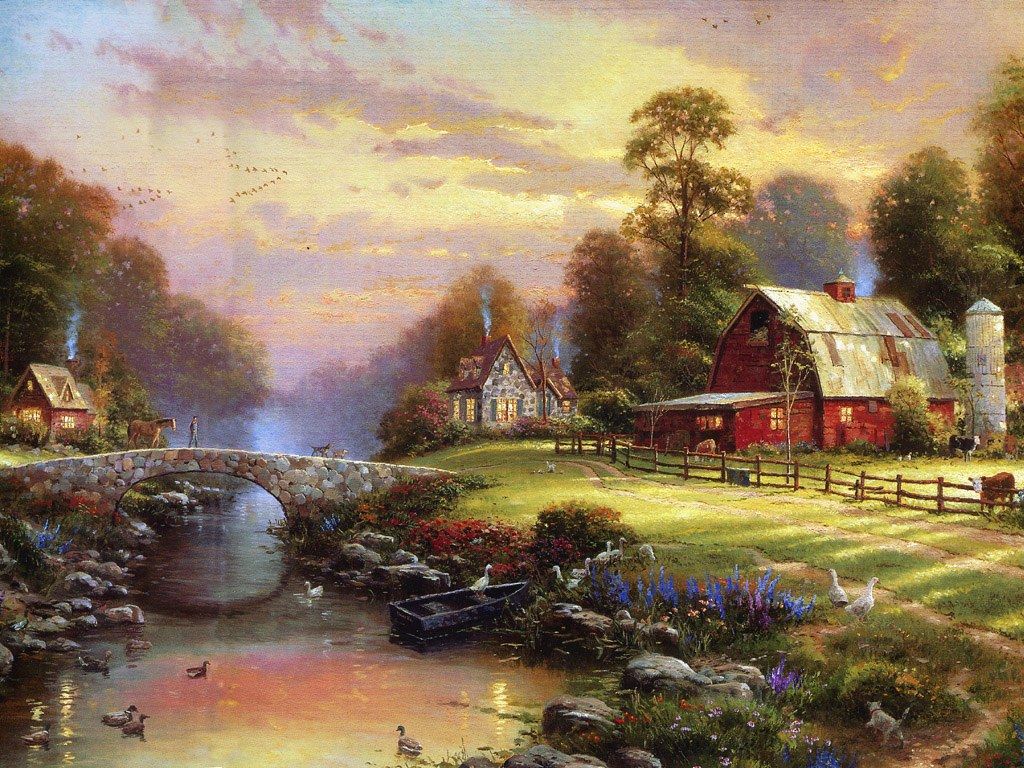 Painting works House gallery. Thomas kinkade art, Kinkade paintings, Thomas kinkade paintings