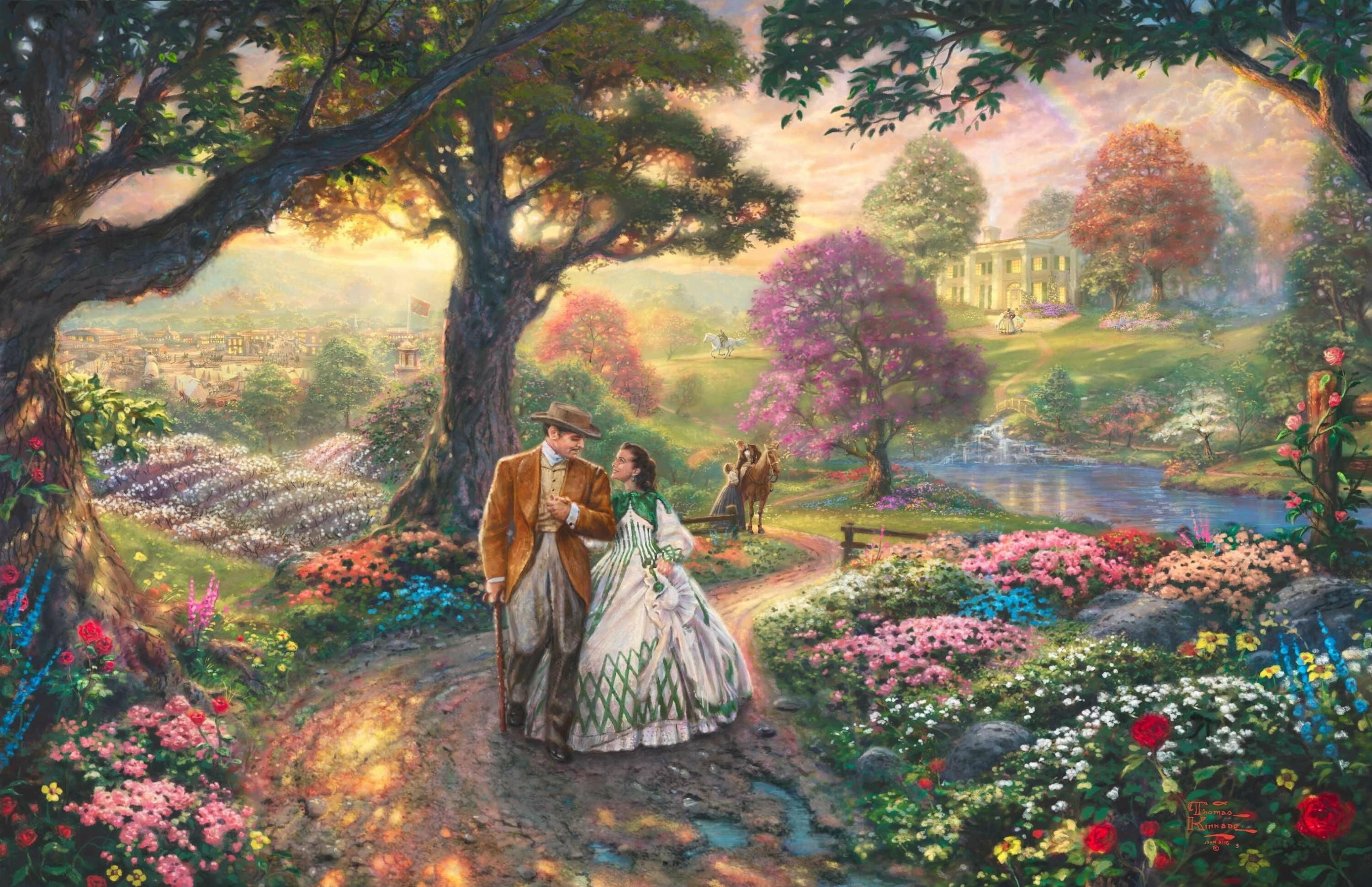 Gone With The Wind HD Wallpaper Kinkade Garden Paintings