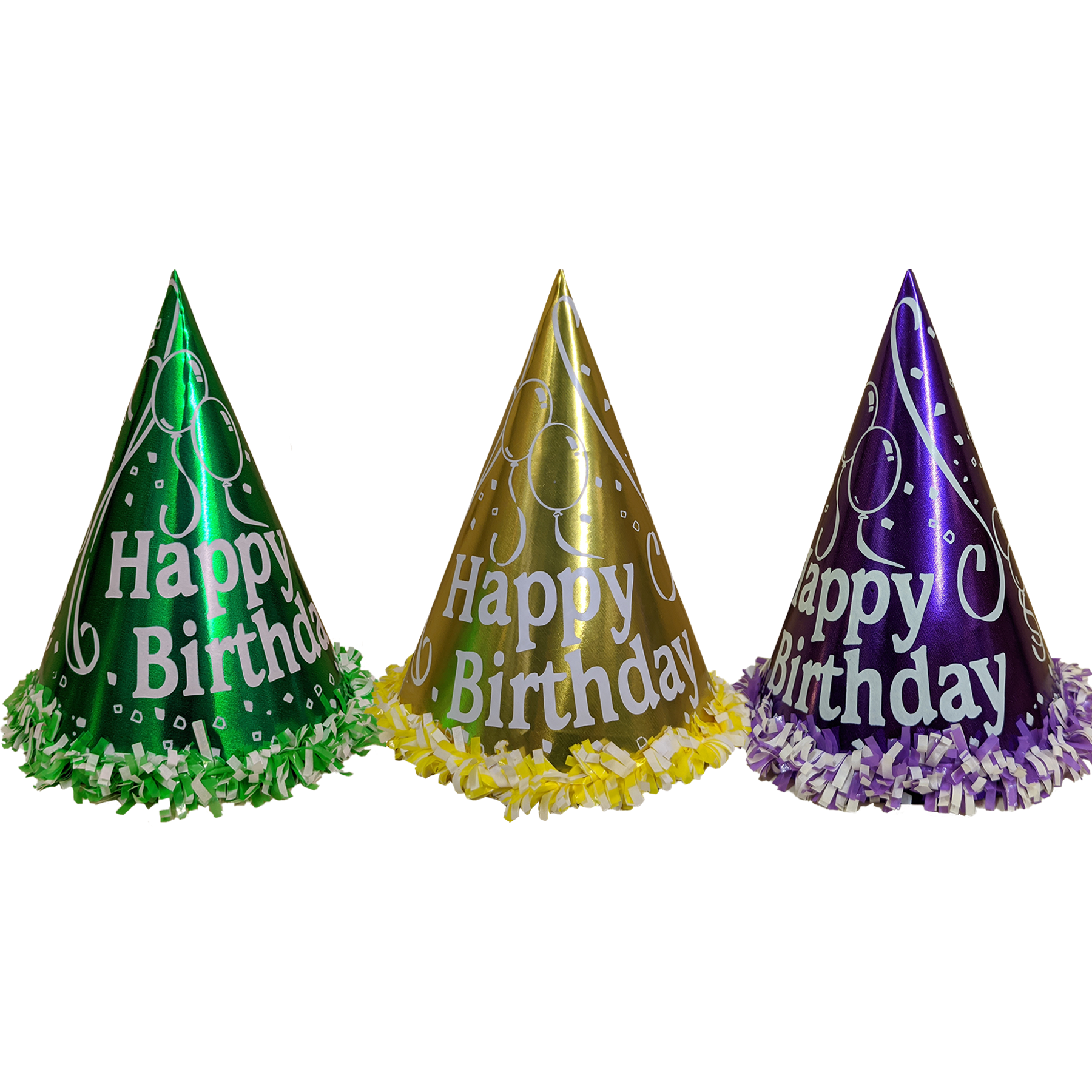 Foil Happy Birthday Party Hats 7 W Lei Trim